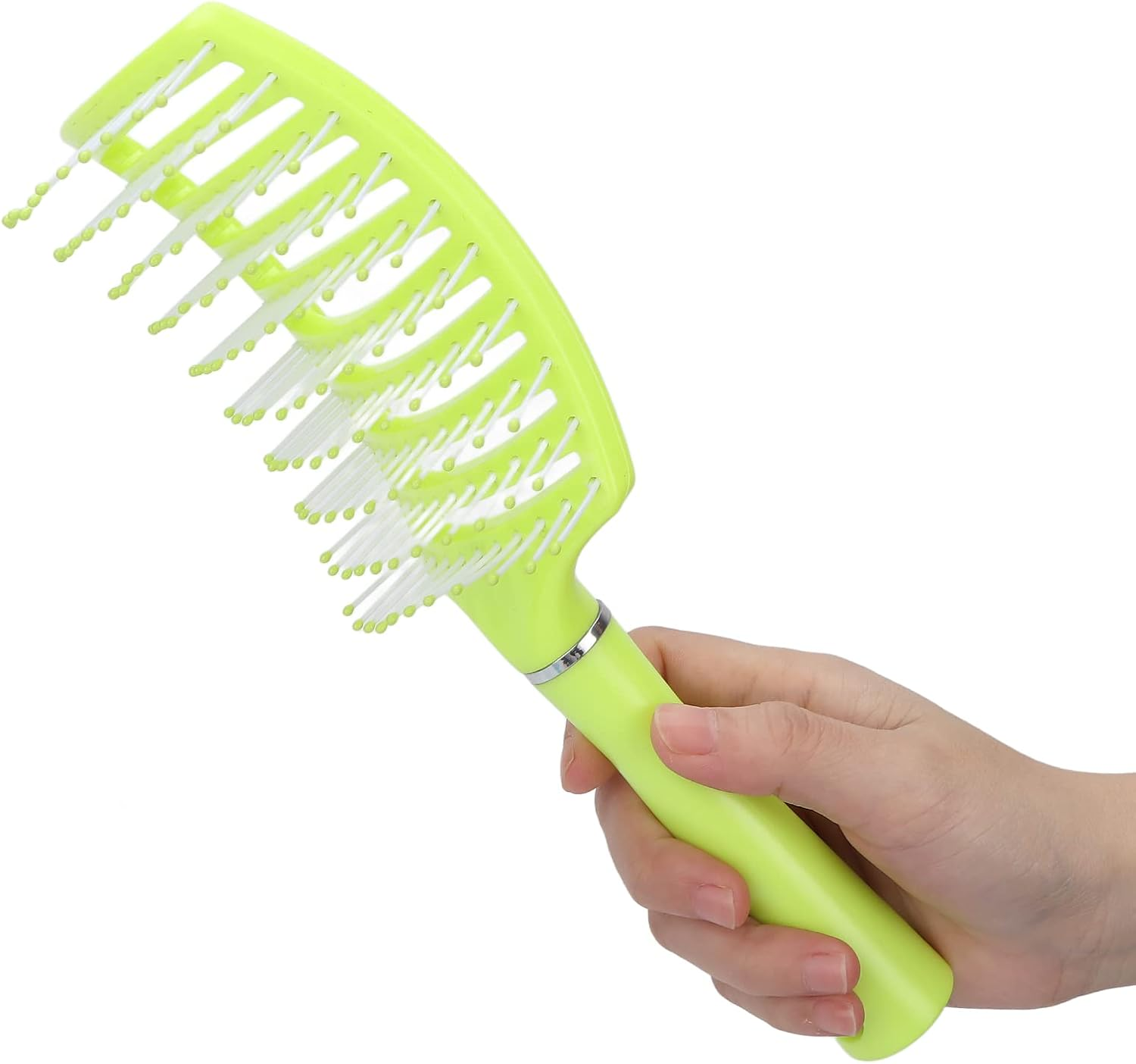 Hair Brush, Curved Scalp Massage Ergonomic Paddle Hair Brush for Hair Salon for Home Travel for Men Women(Fluorescent Yellow) image number 6