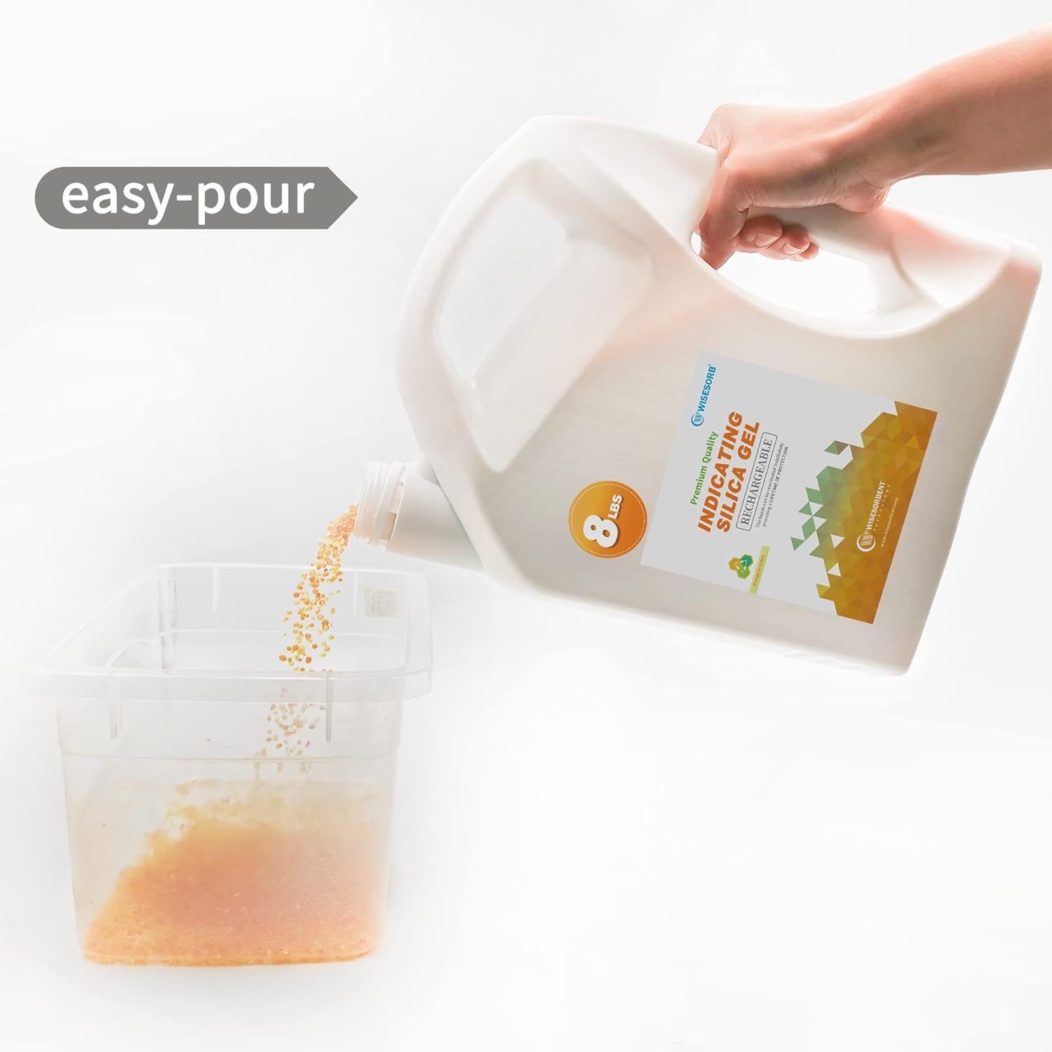 Wisesorb 8 LBS Indicating Silica Gel Beads (Orange to Green), Reusable Dessicant Dehumidifiers Desiccant Moisture Absorber - 16Lbs image number 4