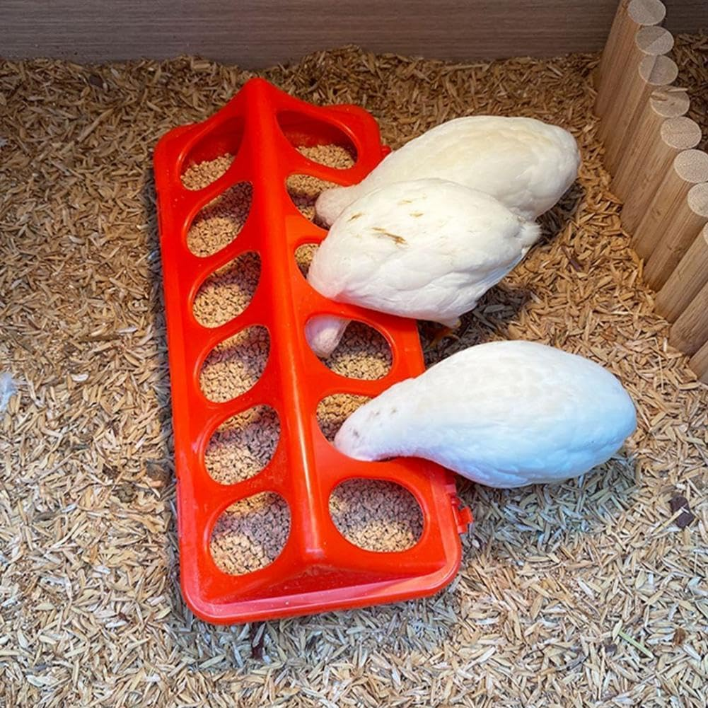 Plastic Flip-Top Poultry Feeders, 2Pcs Chicken Feeders Trough Flip-Top, Flip Top Chick Feeder Trough,Plastic Flip Top Bird Small Poultry Feeder image number 6