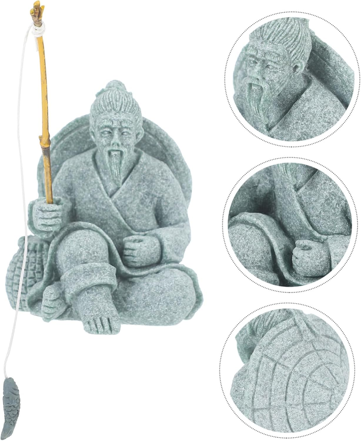 DECOMELODY Miniature Fisherman Statue for Fish Tank Decor Elegant Sandstone Ornament for Gardens Aquariums and Relaxing Spaces Charming Tea Pet Figurine image number 6