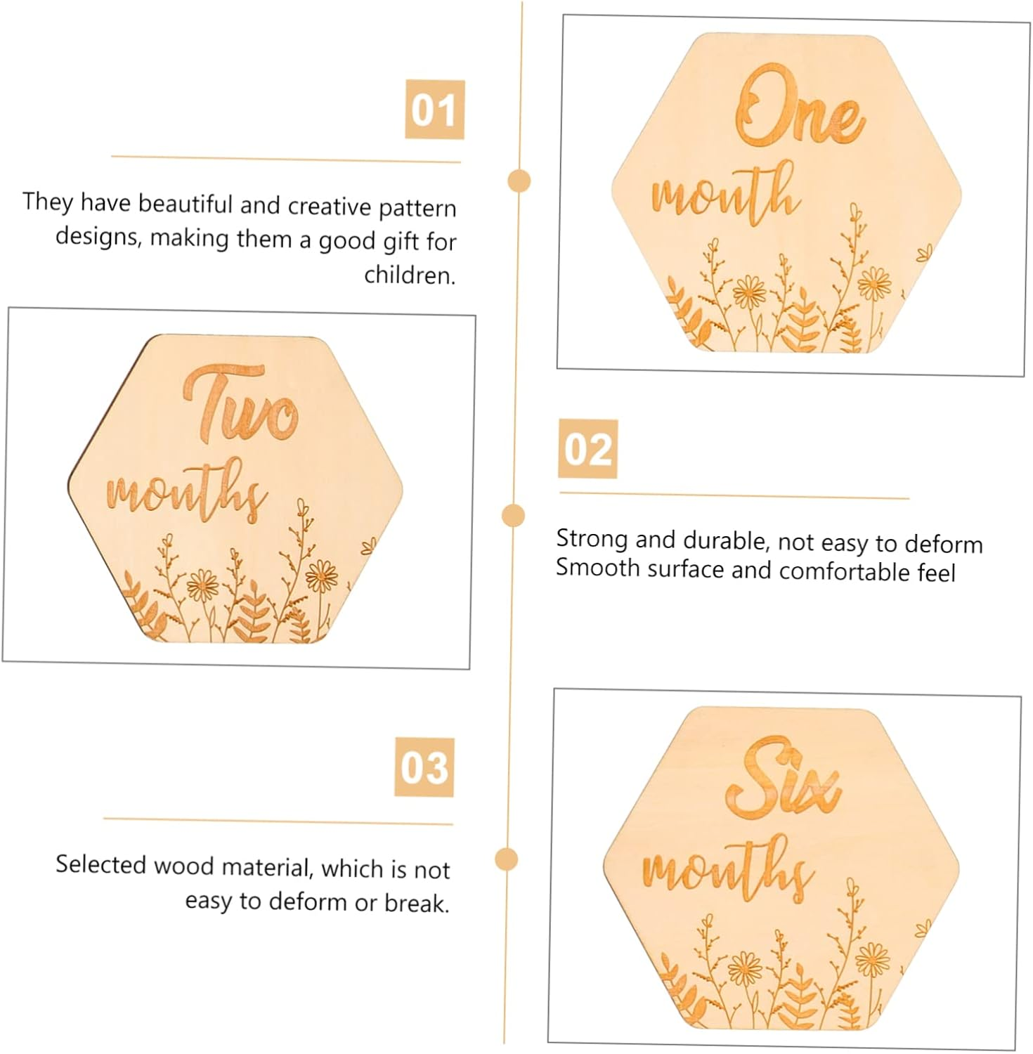 UPKOCH 12Pcs Newborn Milestone Cards Decorative Monthly Commemorative Blocks Natural Growth Markers Shower Photo Props Record Precious Moments image number 5