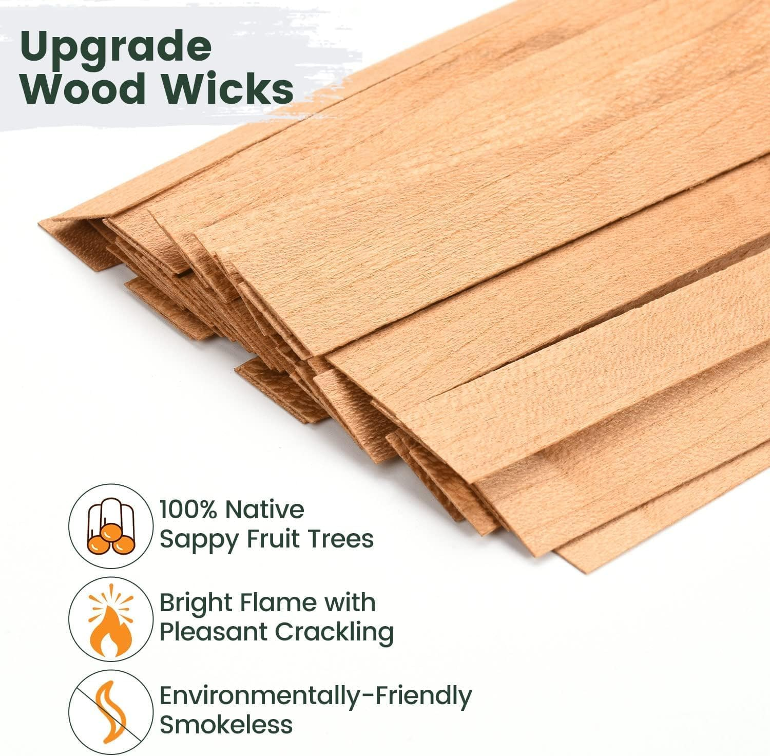 420PCS Wood Wicks for Candles Making, with 100 Crackling Wood Candle Wicks & 100 Metal Base 120 Warning Labels 100 Glue Dot for Candle Making Kit image number 3