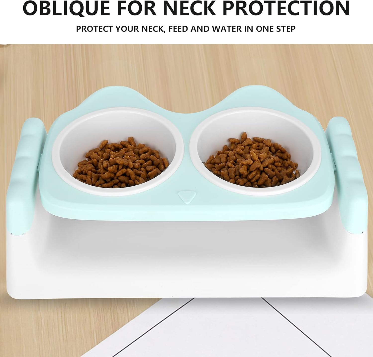 Elevated Cat Food Bowls, Double Cat Food Water Bowls with Raised Stand, Removable anti Vomiting Plate Dishes Pet Bowl for Cats Small Dogs (Green)