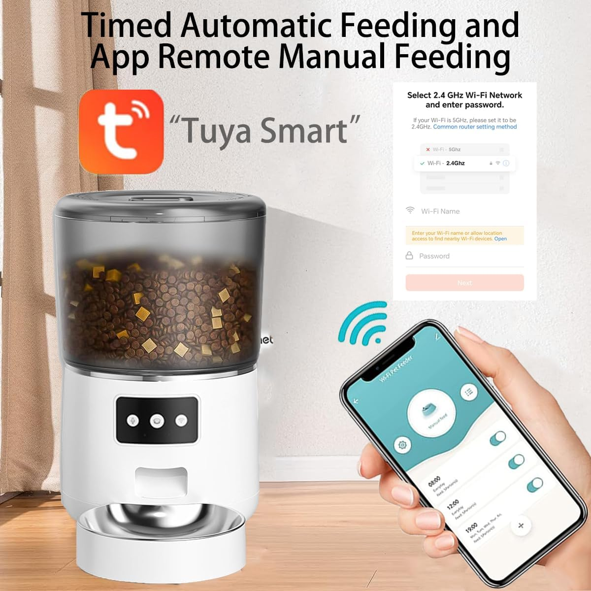 Automatic Cat Food Dispenser, 4L Smart Wifi Pet Feeder with APP Control for Remote Feeding, 1-9 Meals & 10S Voice Record Timed Cat Self Feeder for Cat Dog Pet image number 5