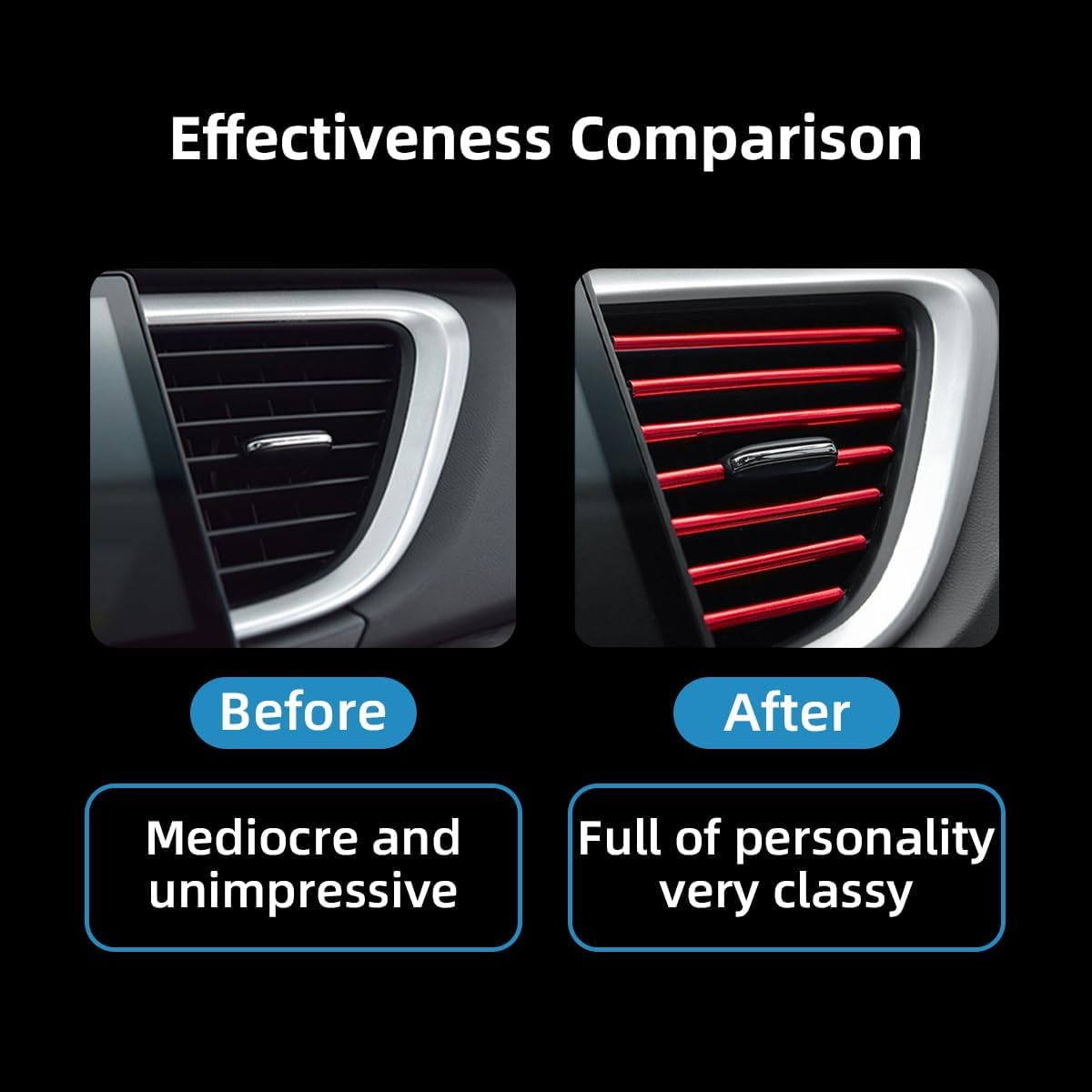 20 Pcs Car Air Conditioner Decoration Strip, Waterproof Bendable Auto Air Vent Outlet Shiny Trim, Universal Vehicle Interior Accessories Suitable for Most Air Vent Outlet (Red) image number 3