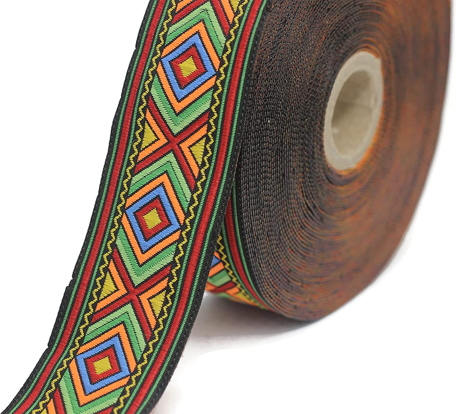 11 Yard Spool 1.37 Inches Wide Colorful African Motif Ribbon Vintage Jacquard Ribbon African Pattern Ribbon Sewing Trim Jacquard Trim 35971 image number 3