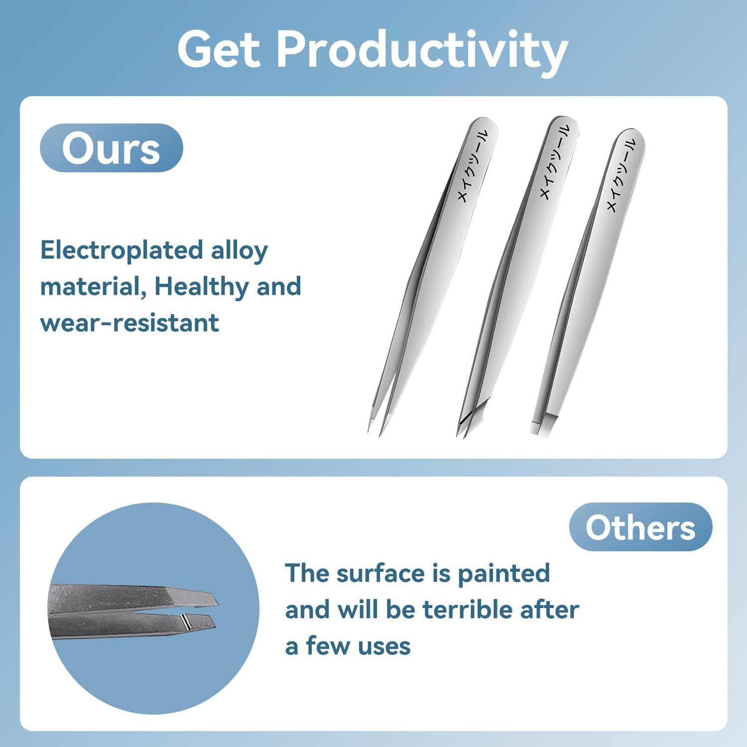 Sashion Eyebrow Tweezers Set - 4 Pack Precision Tweezer with Mirror & Leather Travel Case for Women & Men Gifts, Professional Stainless Steel Tweezer Sets for Plucking,Facial Hair,Ingrown Hair Removal image number 2