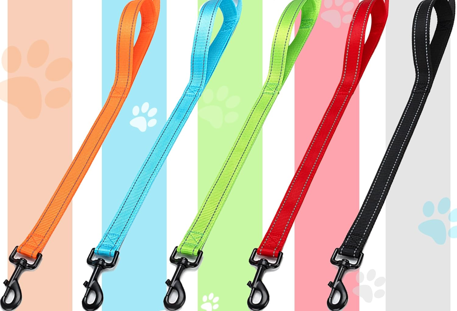 SEPXUFORE 10 FT Traffic Leash with 2 Handle Dog Leash Reflective, Easy Control Training Walking Nylon Two-Double Handle Dog Leash for Large Medium Dogs and Pullers