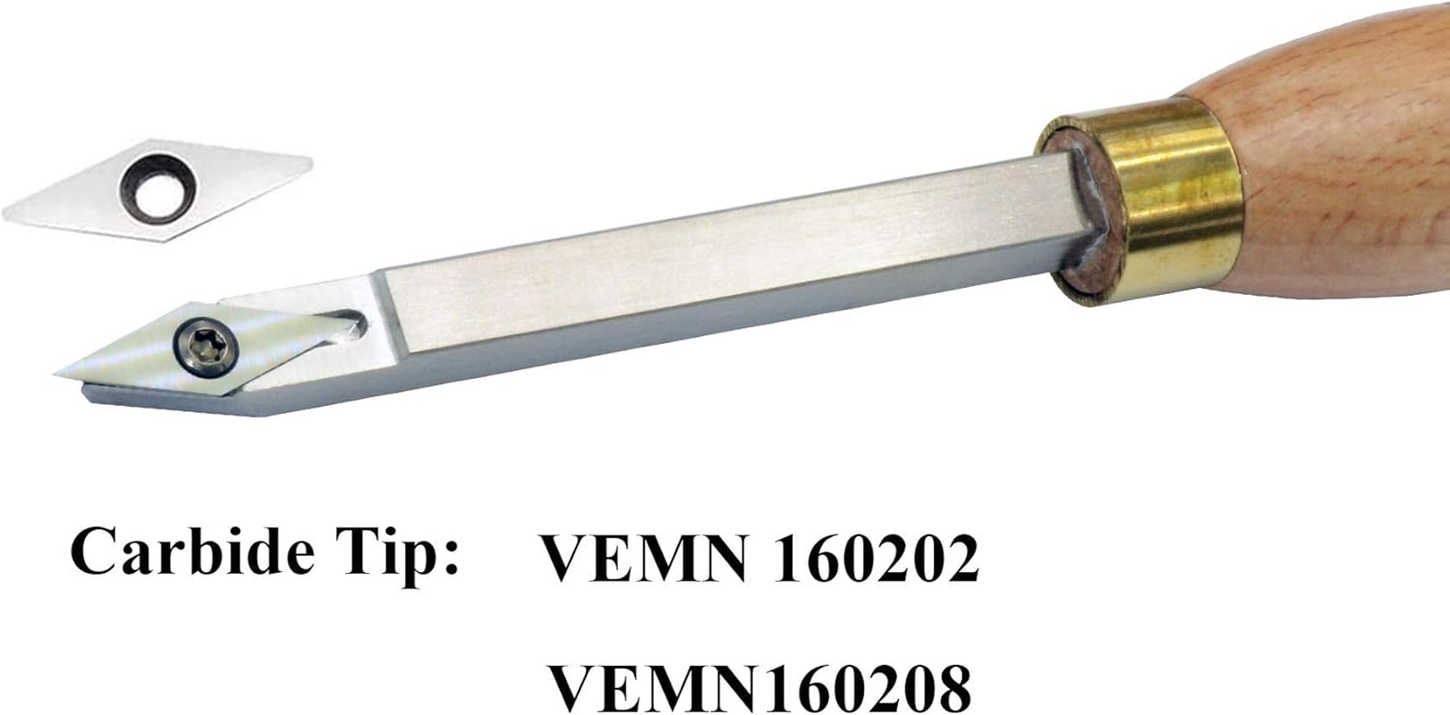 Mini Carbide Tipped Woodturning Tools DW-3 Carbide Wood Lathe Tools 3Pcs Rougher Detailer Finisher Made of Stainless Steel with Woodhandle and 4Pcs Matched Carbide Cutters image number 1