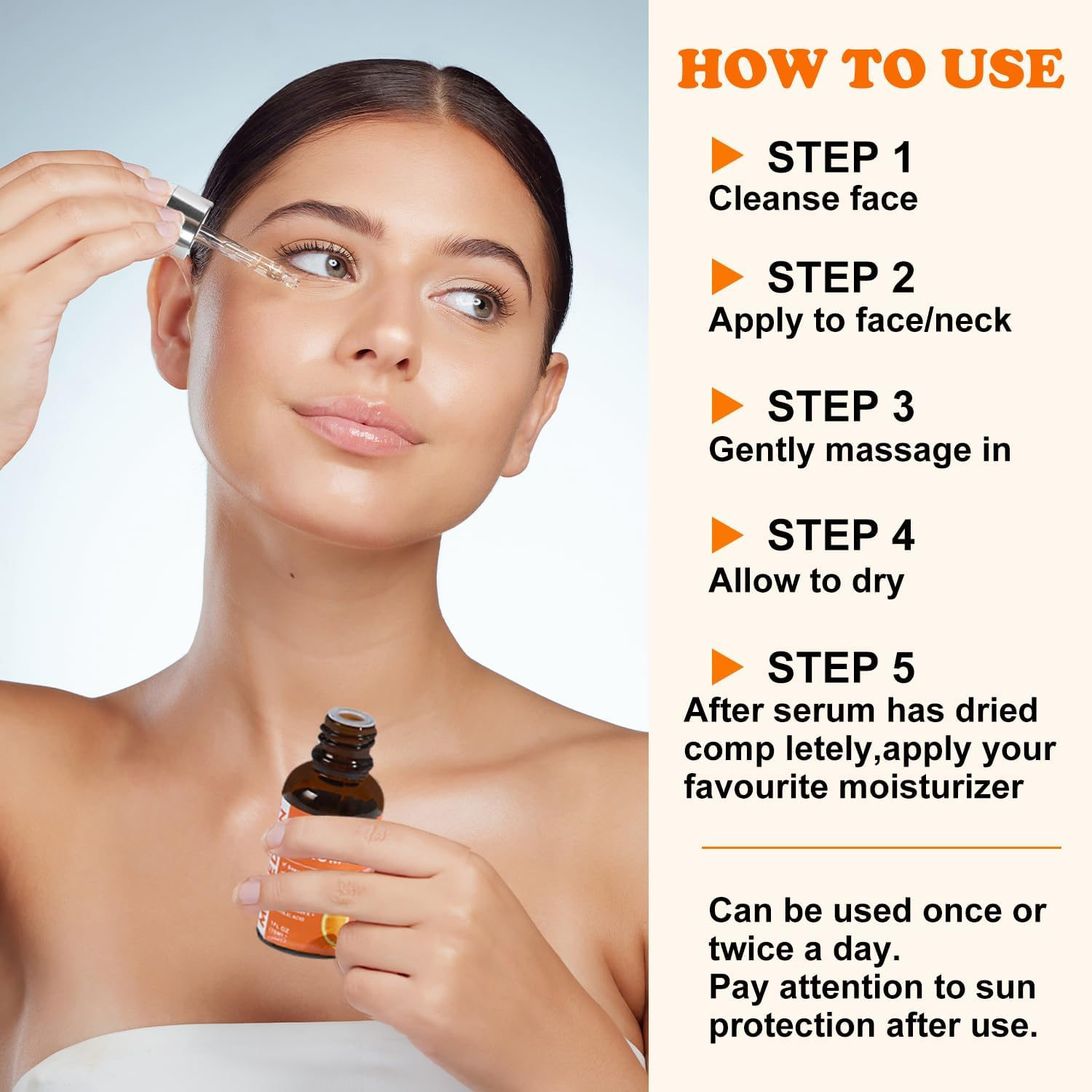 MISSEDSEN Vitamin C Serum for Face with Hyaluronic Acid, Ferulic Acid & Vitamin E, Anti-Aging Face Serum, Brightening Serum for Dark Spots, Fine Lines & Wrinkles, for All Skin Types,30Ml image number 4