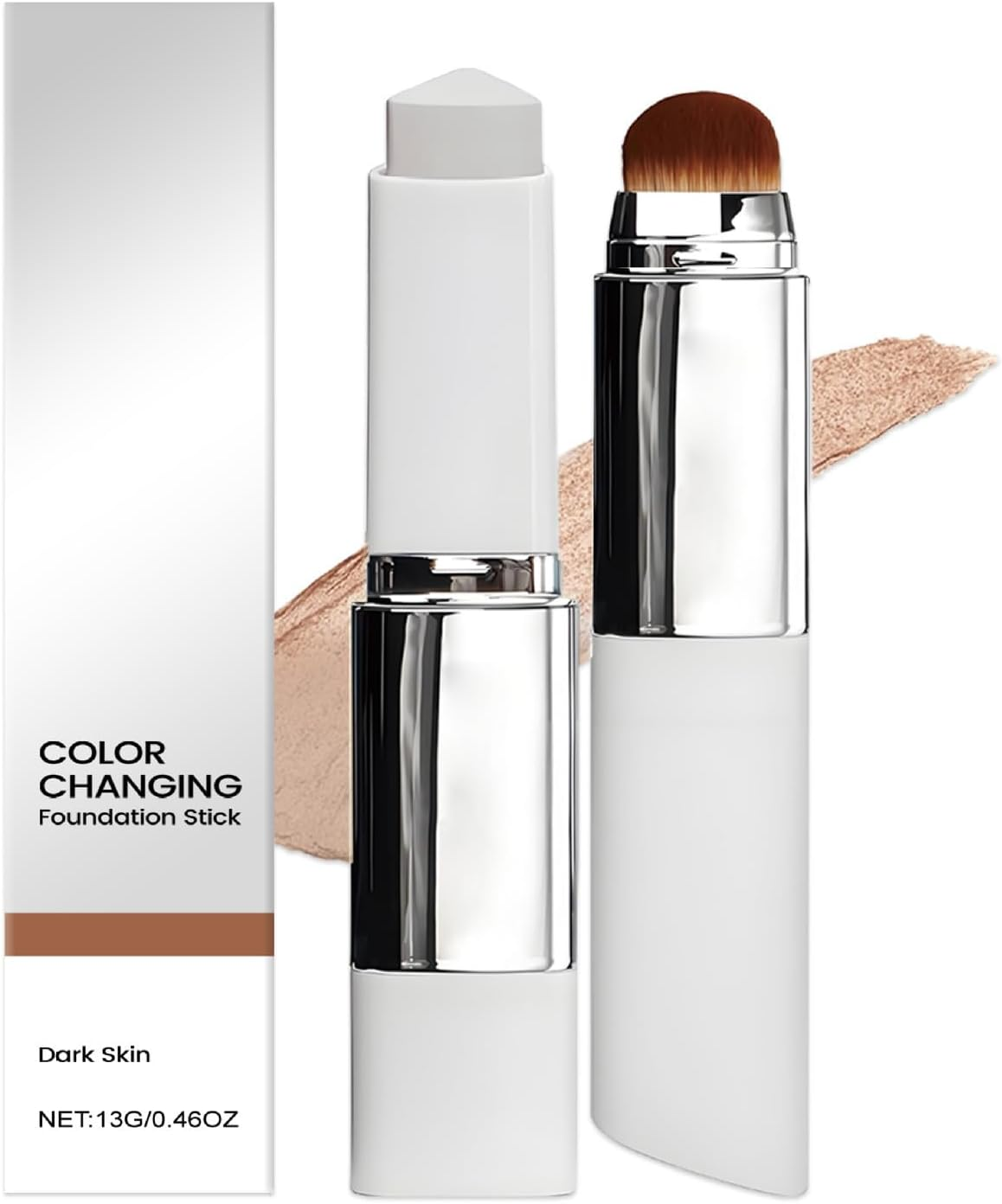 Depehelp Color Changing Cover Cream Stick, Coverage Moisturizing Makeup Base with Detachable Brush, for Quick Daily/Travel Touch-Ups, Fits Various Skin Tones (Natural)