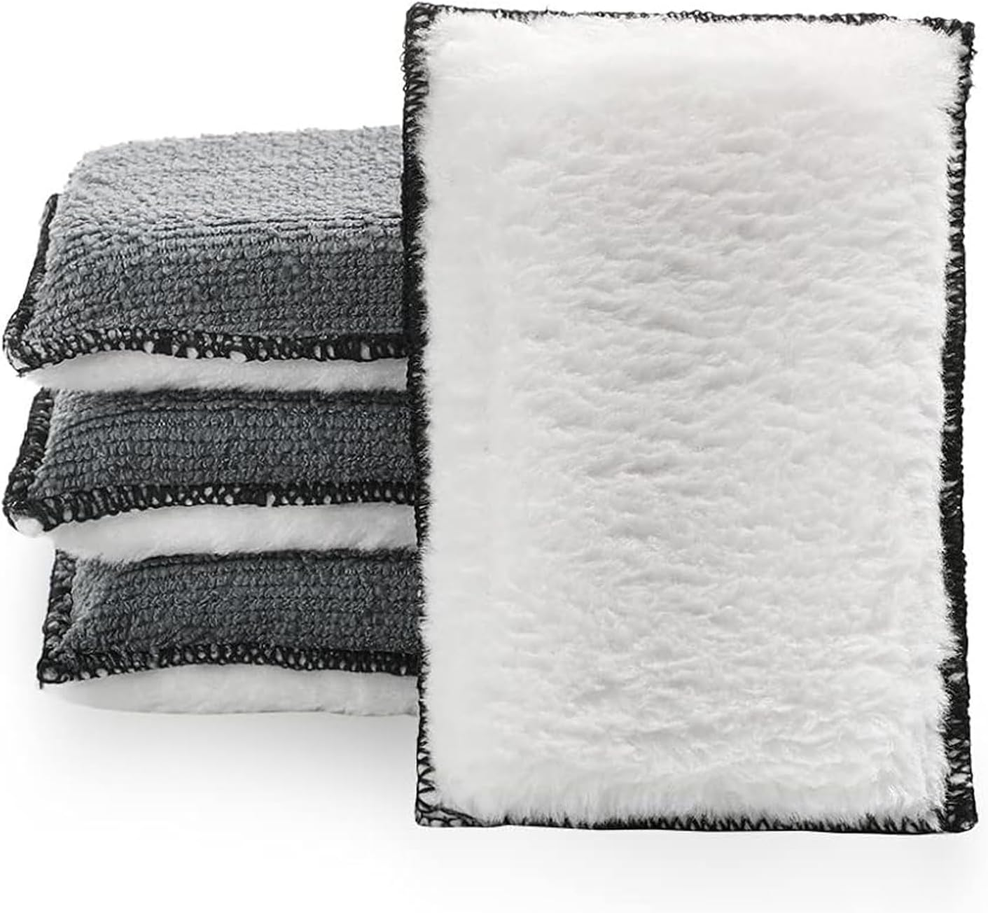 4 PCS Car Interior Cleaning Sponge Microfibre Scrubbing Pads Auto Detailing Scrub Pads for Plastic Leather Upholstery Cleaning image number 4