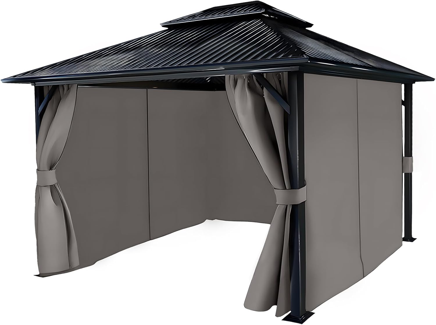 COWVIE Gazebo Curtain Replacement Universal 4-Panel Sidewalls 10' X 10', Patio Gazebo Privacy Curtains with Double Zipper, Replacement for Outdoor Patio Gazebo Canopy (Curtain Only) image number 4