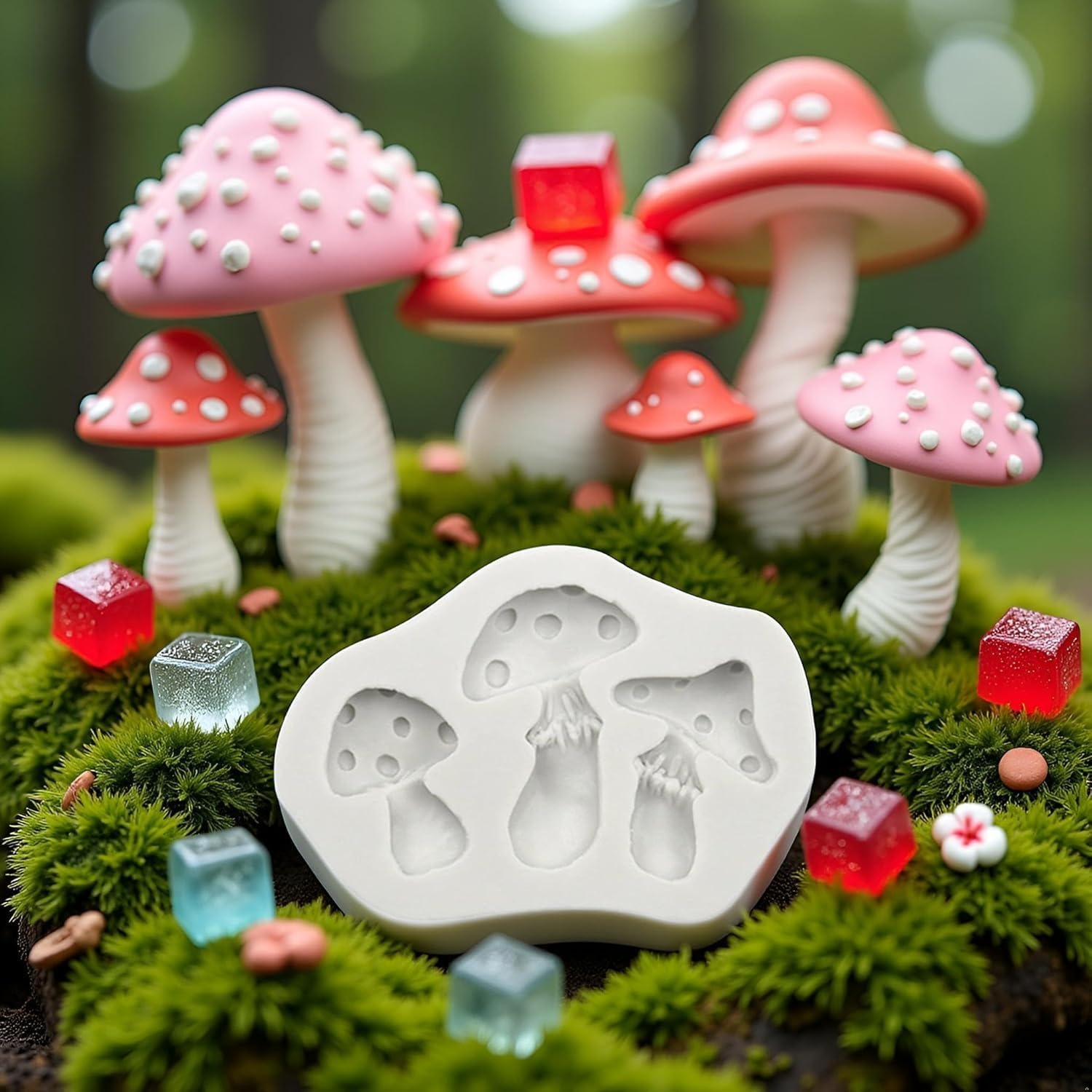 White Mushroom Silicone Mold Chocolate Candy Clay Mold for DIY Dessert Crystal Ice Mold Handmade Cupcake Decor Baking Tool Mushroom Silicone Mold,Bakeware (White, One Size) image number 4