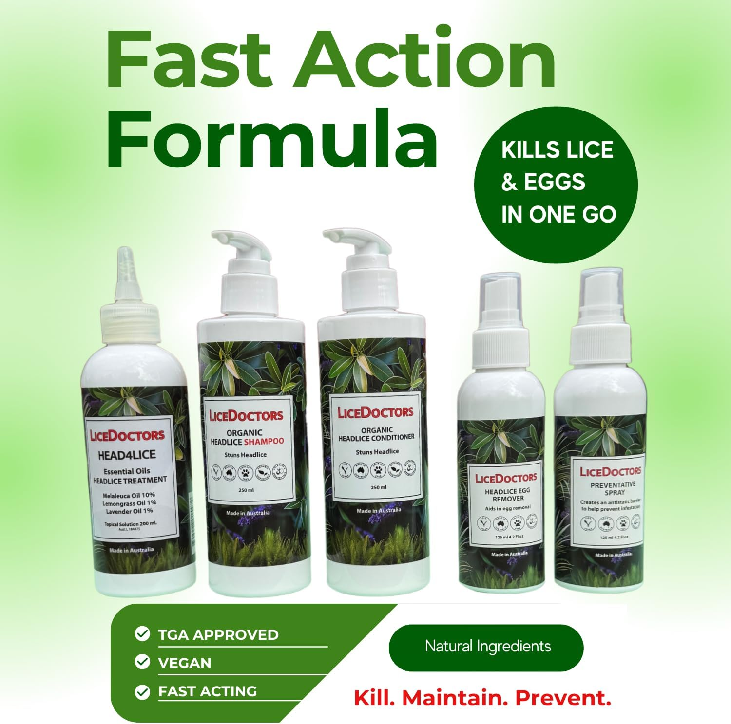 Licedoctors Head Lice Treatment Bundle &ndash; Includes Shampoo, Conditioner, Preventative Spray & Egg Remover | Natural & Sulphate-Free | Australian Made | Full Family Kit image number 3