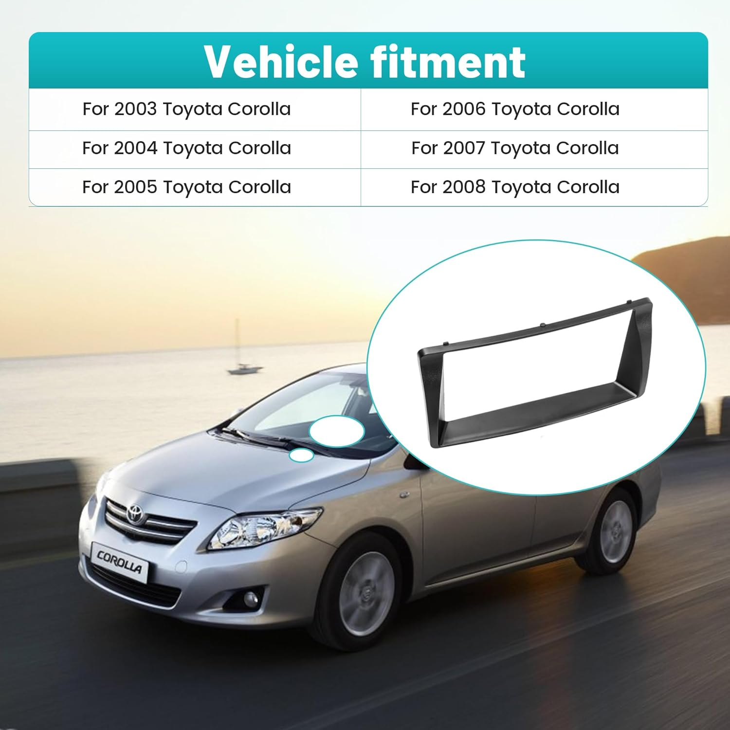 Nuith Double DIN Aftermarket Radio Installation Dash Kit for 2003-2008 Toyota Corolla Radio Dash Stereo Mounting Installation Trim Bezel Bracket Kits image number 6