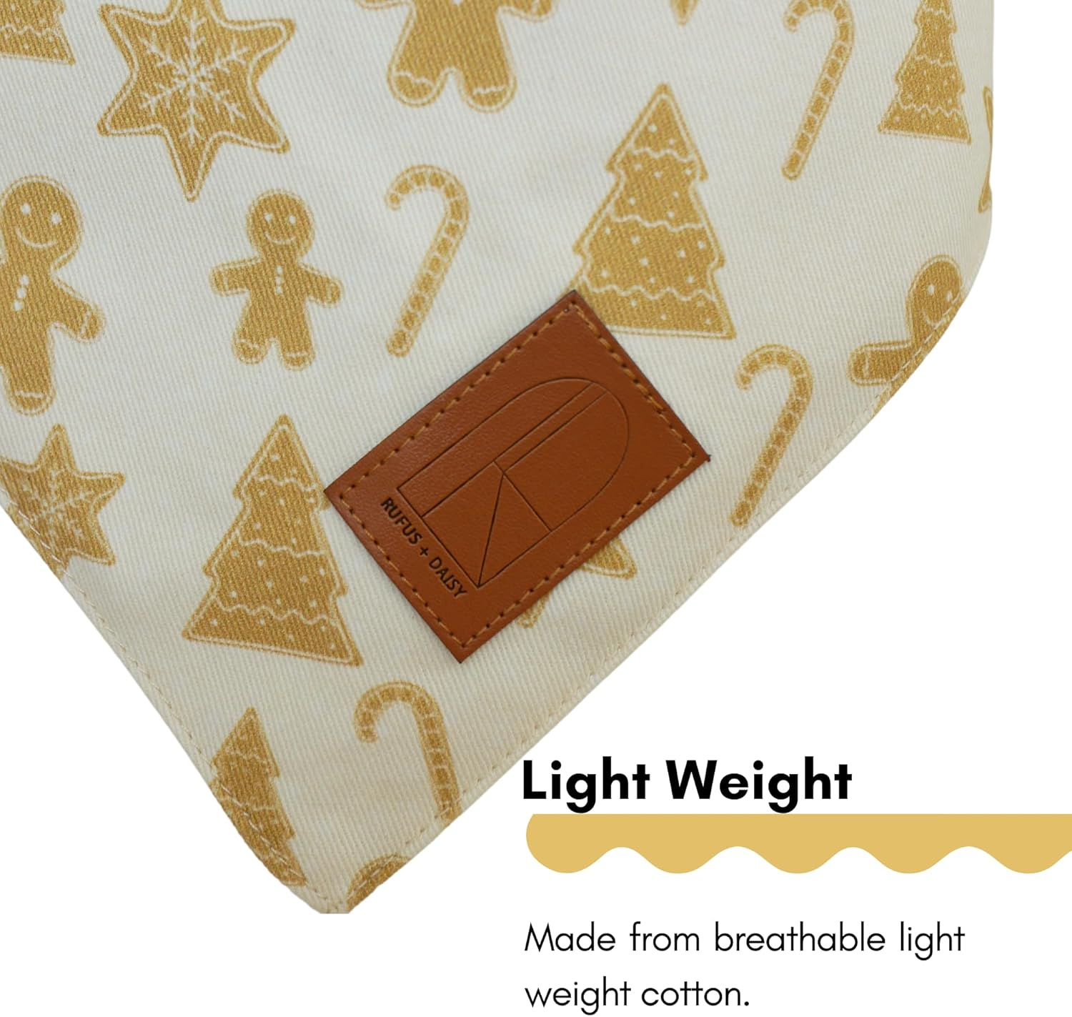 Christmas Dog Bandanas, 2 Pack, Gingerbread and Bauble Designs, Cotton, Adjustable for Small to Large Dogs (Medium)