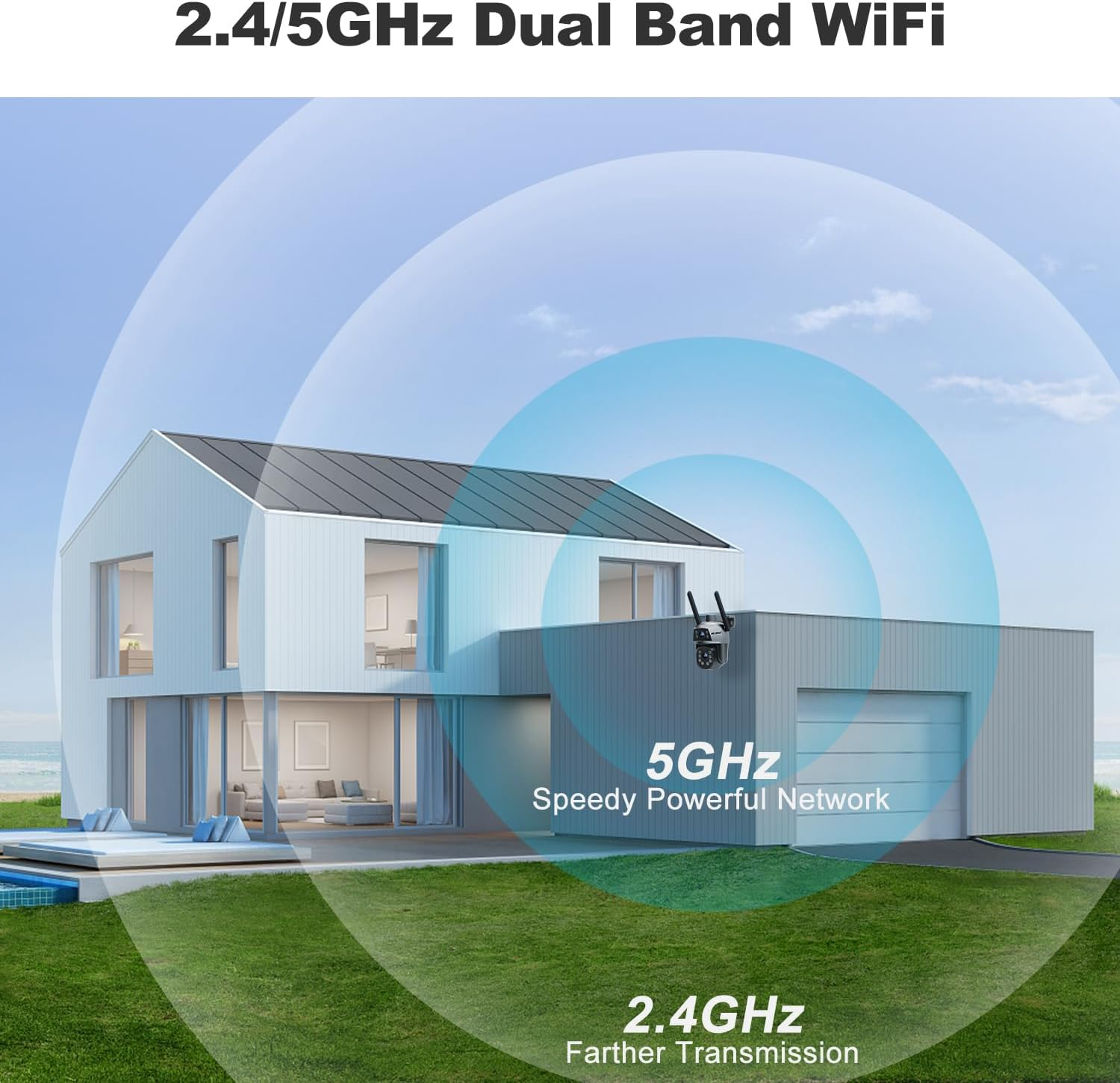 GENBOLT Wifi Security Camera Outdoor with Poe, Dual Lens Home Surveillance IP Camera CCTV with Color Night, Auto Tracking Human Detection Pan Tilt Digital Zoom Spotlight Camera image number 1