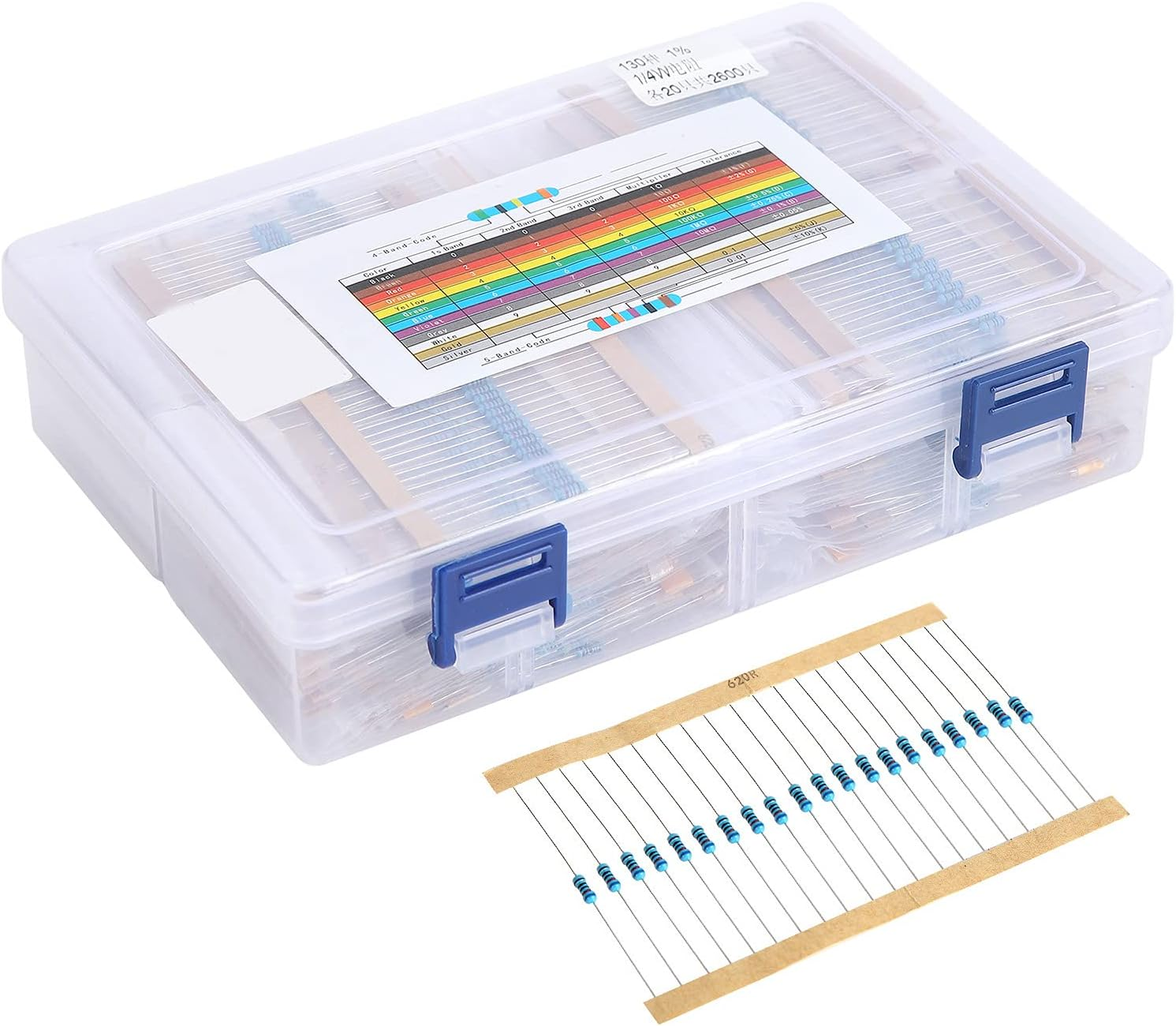 Resistor Assortment, 2600 Pcs Resistor Kit Assorted Resistors for DIY Projects Experiments for Electrical Experiment Projects image number 5