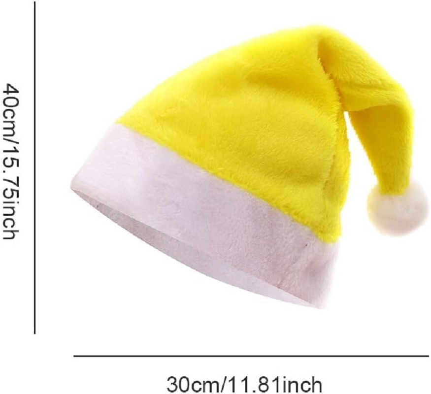 Santa Hats with White Cuffs Large Christmas Hats Short Plush Christmas Costume Hats for Xmas Party Supplies - Black image number 3