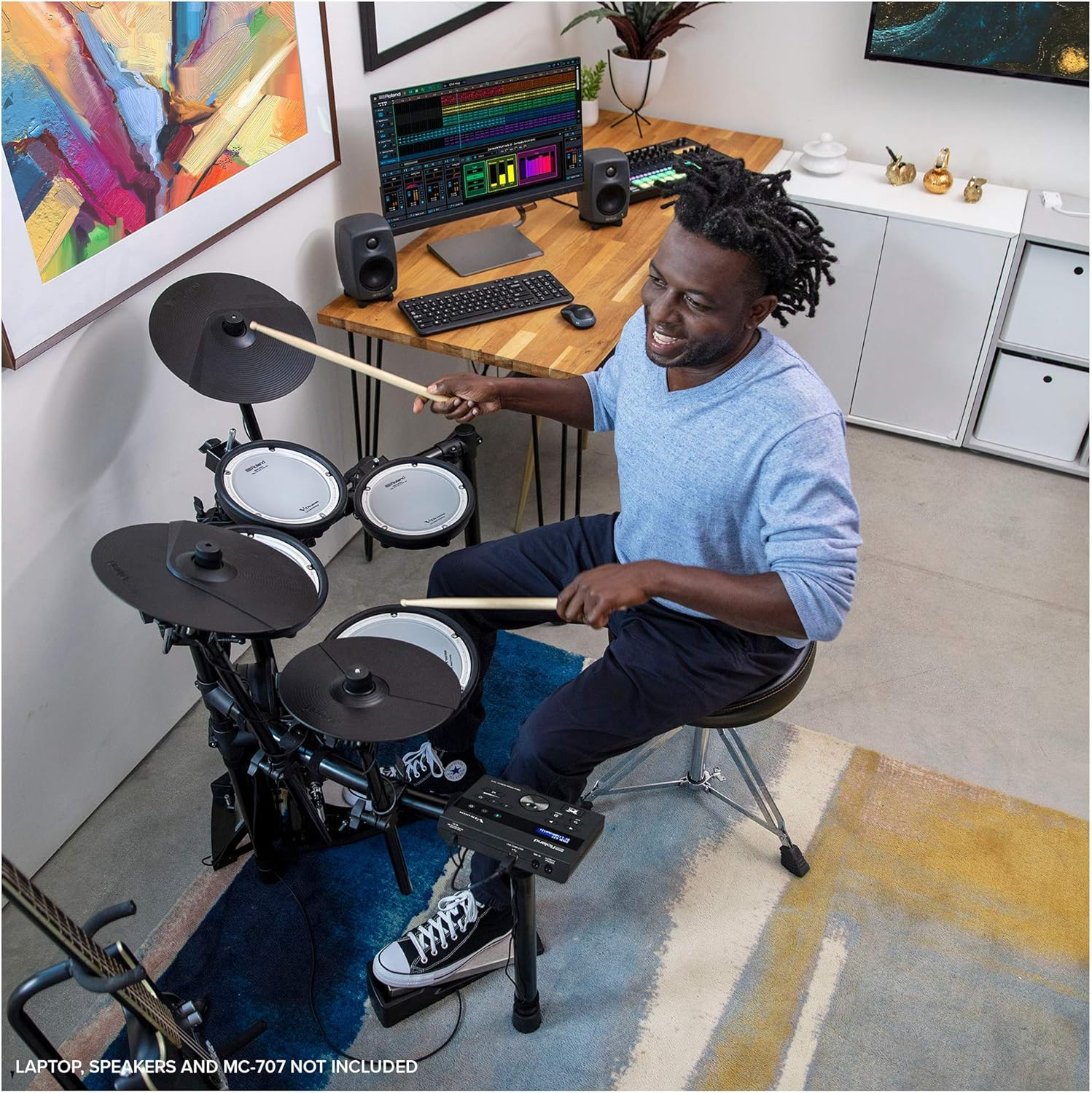 Roland TD-07KV Electronic V-Drums Kit &ndash; Legendary Dual-Ply All Mesh Head Kit with Superior Expression and Playability &ndash; Bluetooth Audio & MIDI &ndash; USB for Recording Audio and MIDI Data &ndash; 40 FREE Melodic image number 1