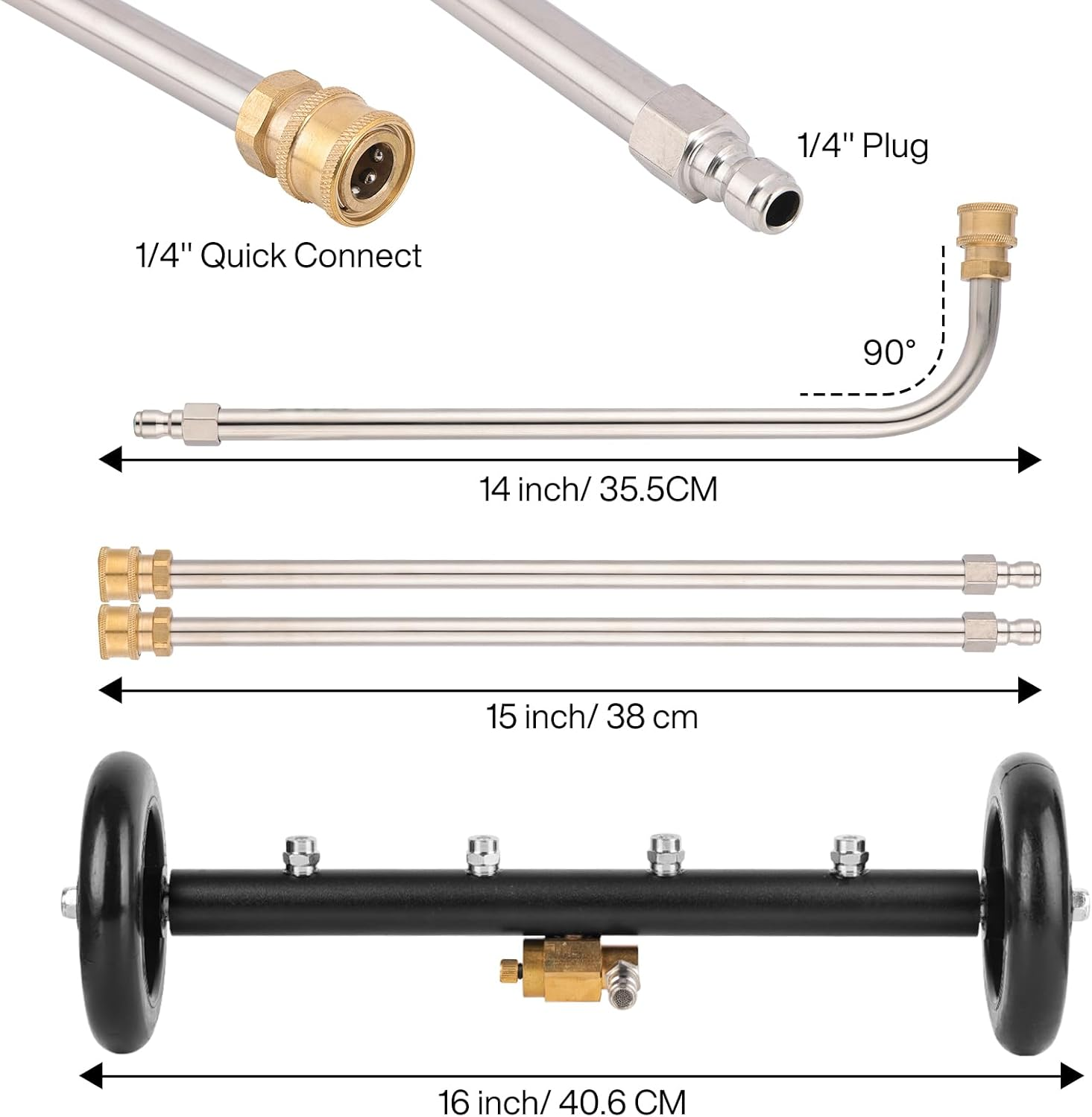 Pressure Washer Undercarriage Cleaner, 16 Inch Undercarriage Washer, Pressure Washer under Car Cleaner with Straight Extension Wand, 4000 PSI image number 4