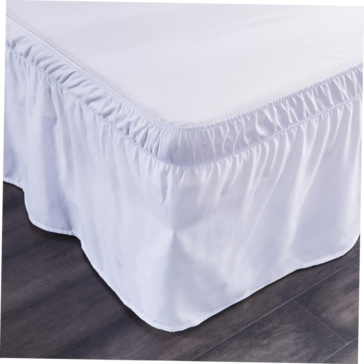 Ciieeo Bed Skirt Dust Ruffle 100X200Cm Polyester Pleated Bedding Skirt Elastic Fit Home and Hotel Bed Accessories White image number 6