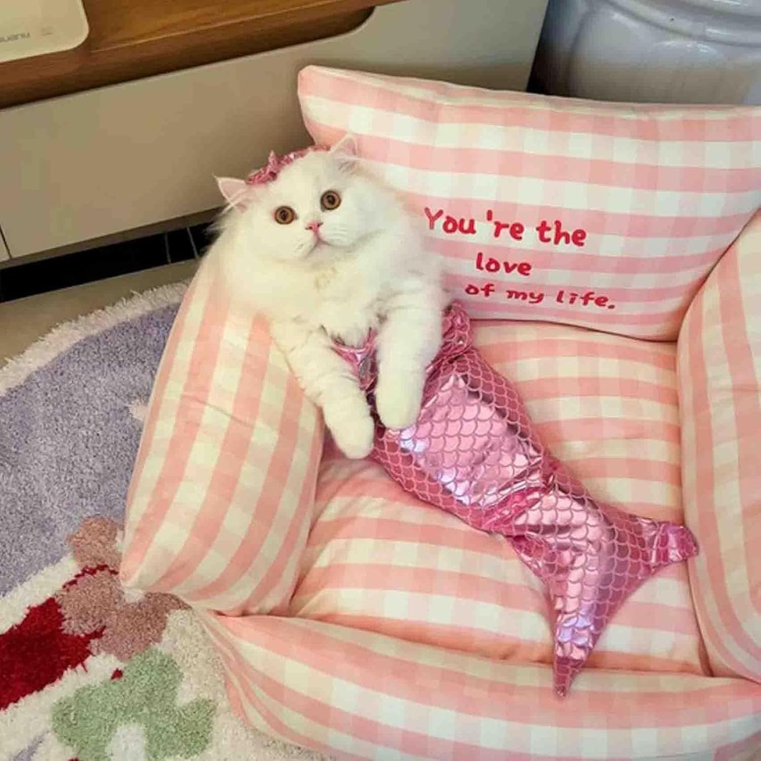 Cat Mermaid Costume - Mermaid Costume for a Small Dog or Cat, Mermaid Cat Costume, Cat Mermaid Outfit, Cat Mermaid Tail, Mermaid Costume for Cat, Funny Mermaid Cat Clothing (S,Green) image number 4