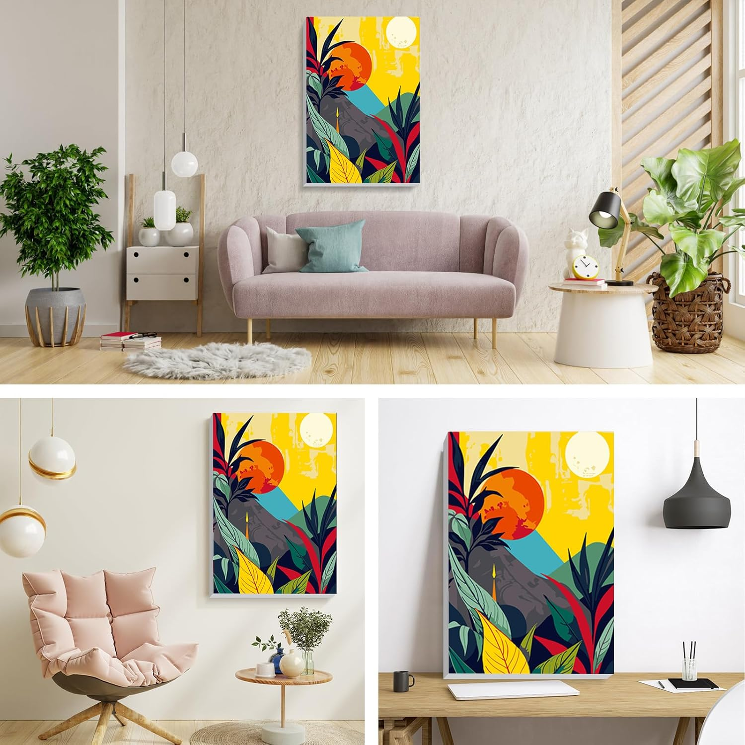 RICUVED Mountain Paint by Numbers Landscape Painting by Numbers Children with 20 X 30 Cm Wooden Frame, DIY with Brushes and Acrylic Paints, Hand Painted Oil Painting Canvas for Home Deco