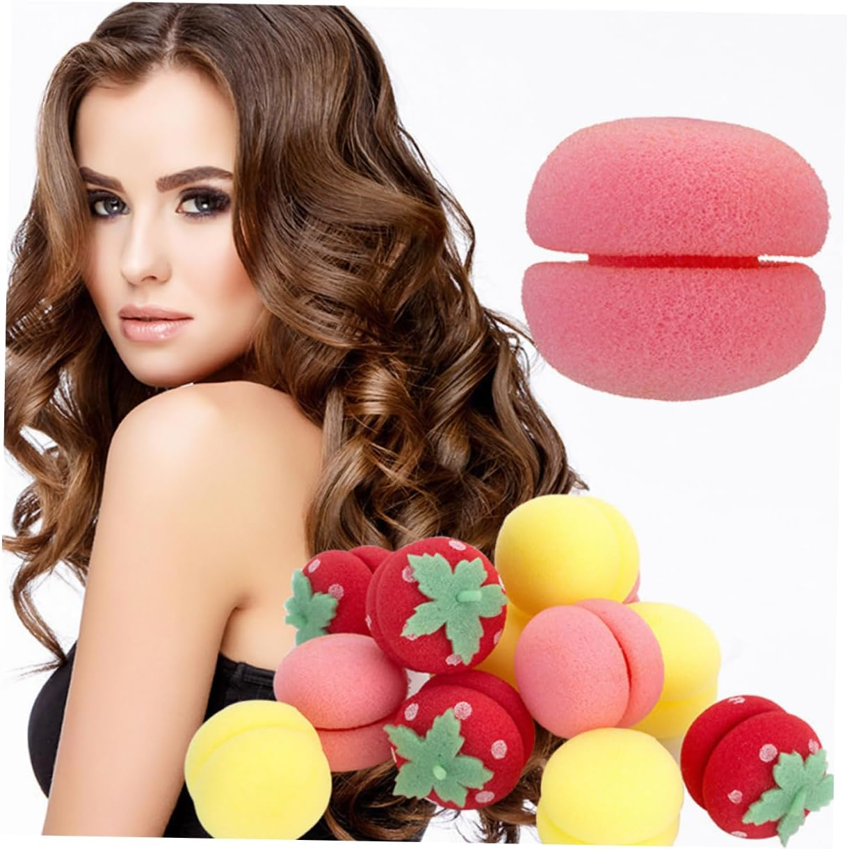 Mikinona 24Pcs Sponge Hair Curlers Balls Lightweight Hair Rollers for Natural Curling Soft Strawberry Rollers Suitable for Bangs Easy DIY Styling Tools for Women image number 5
