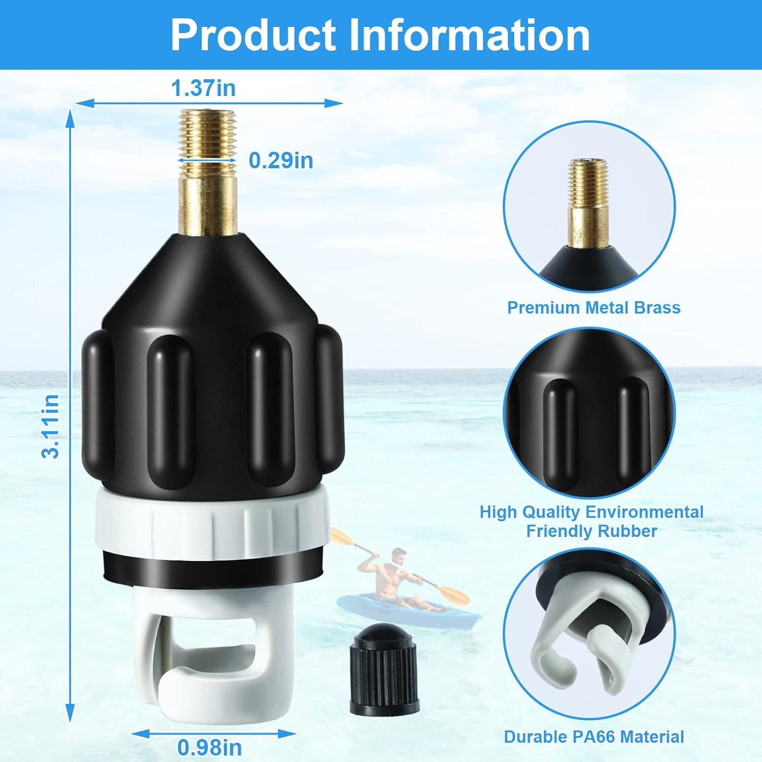 2Pcs Inflatable Boat SUP Pump Adapter, Premium Conventional Air Adapter, Sturdy SUP Air Adapter,Quickly Inflation and Strong Sealing SUP Pump Adapter, for Inflatable Boat, Paddleboard and Kayak.