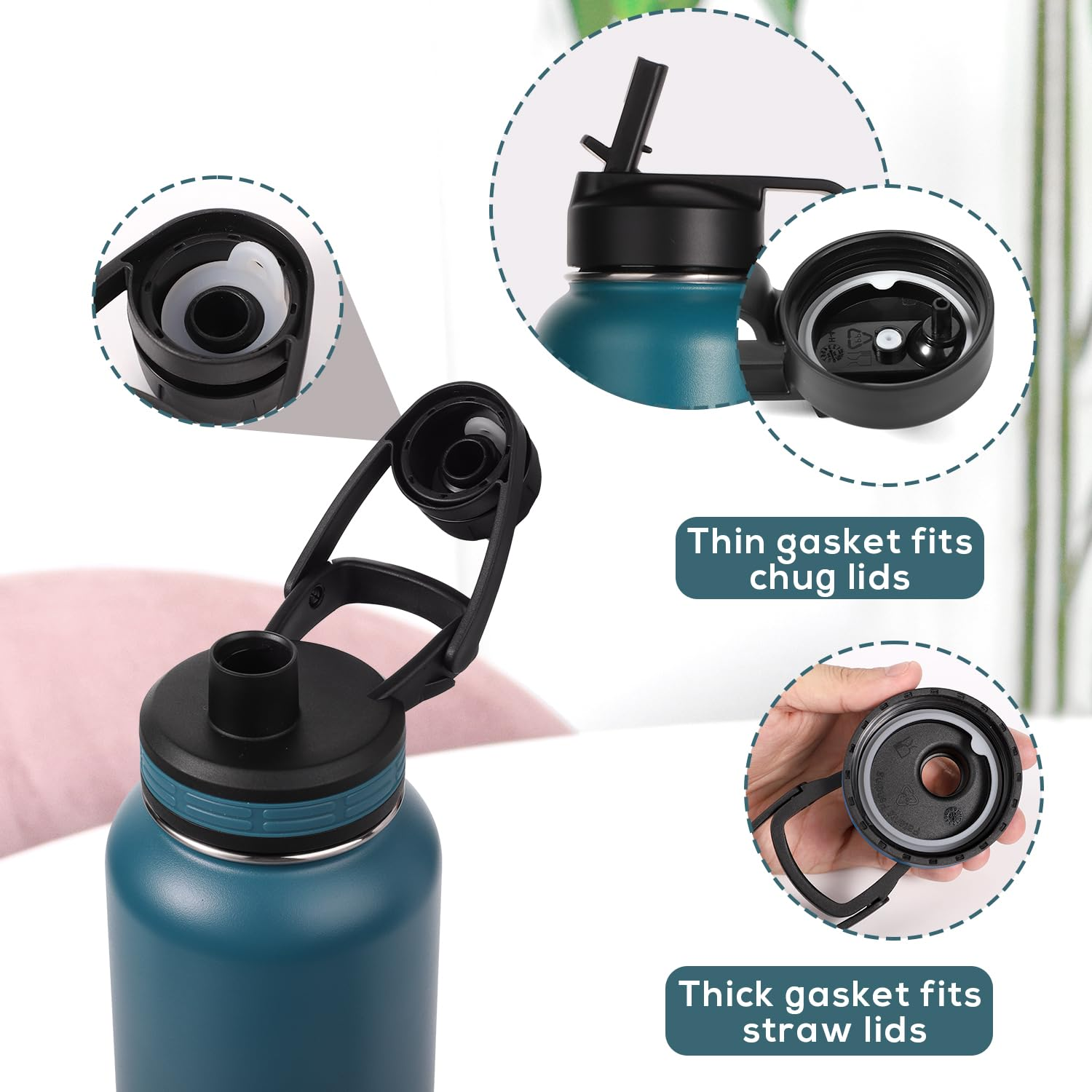 12Pcs Silicone Water Bottle Lid Replacement for Thermoflask 24/32/40/64 Oz, Seal Ring with Tweezers BPA Free Tumbler Lid Gasket Seal Washer O Ring Replacement Thermoflask Accessories Part image number 4