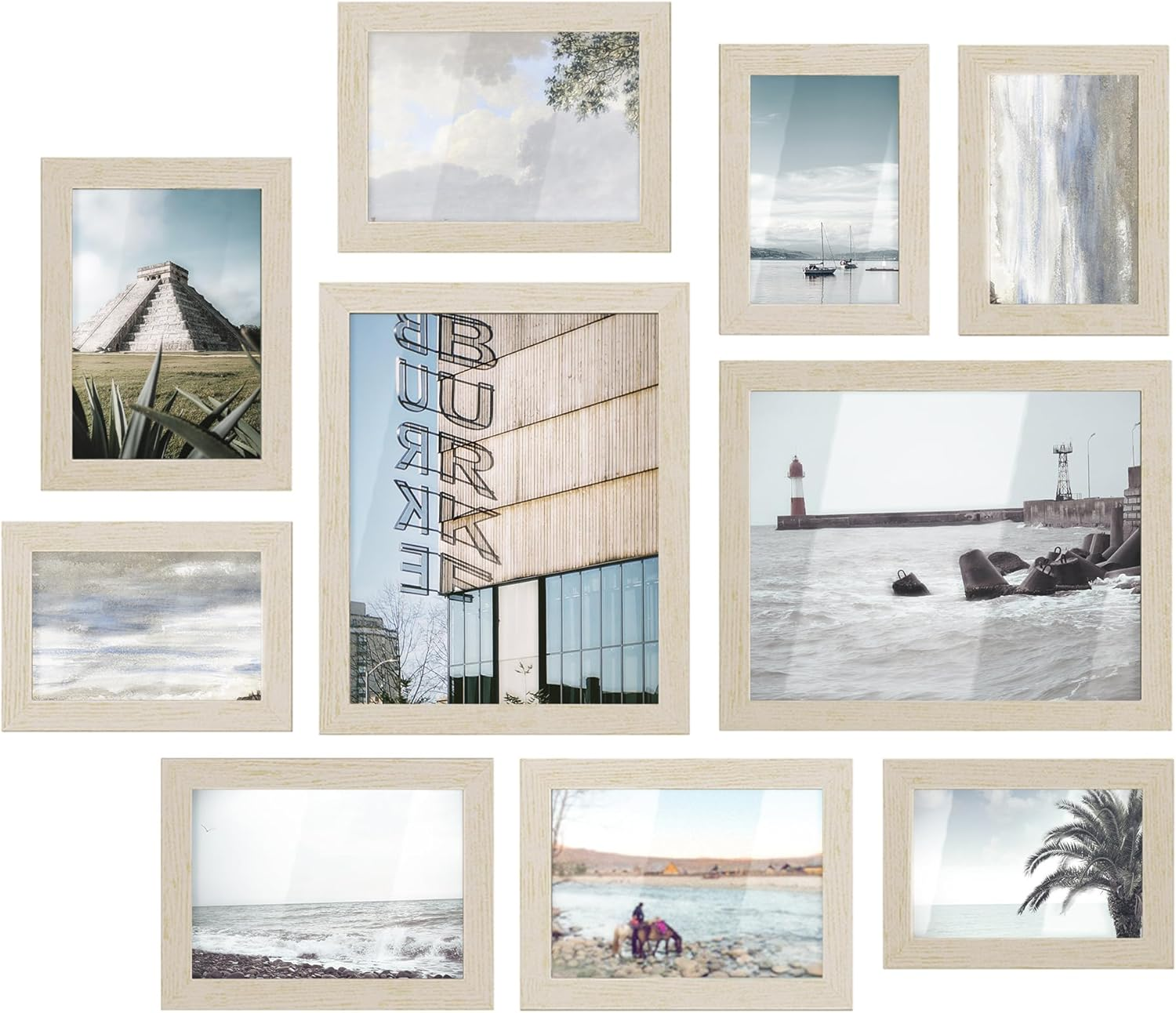 SONGMICS Picture Frames, 10 Pack Collage Picture Frames with Two 8X10, Four 5X7, Four 4X6, Photo Frame Set for Wall Gallery Decor, Hanging or Tabletop Display, Clear Glass Front, Black