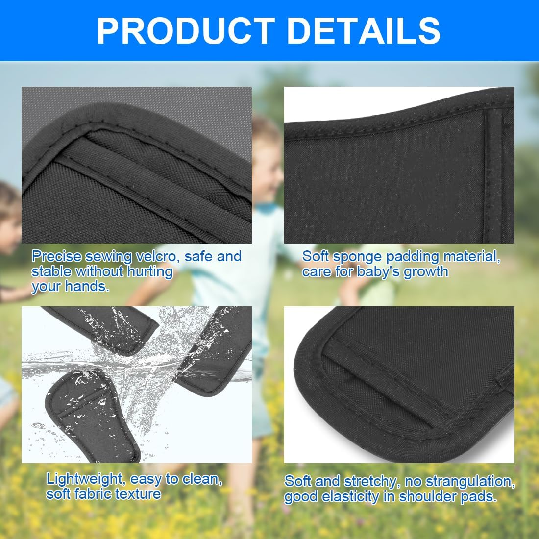 Baby Pad Crotch Cover, Soft Car Seat Belt Cover Pad for Pushchairs, Prams, Car Seats image number 1