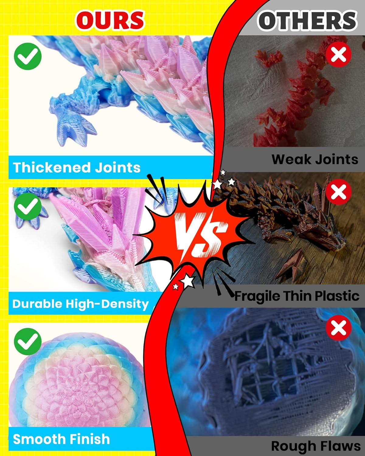 3D Printed Dragon Egg,Dragon Eggs with Dragon Inside,Crystal Dragon Fidget Toys,Full Articulated Dragon Dragon in Egg,Adults Fidget Toys for Autism ADHD (Random Rainbow Dragon Egg) image number 5