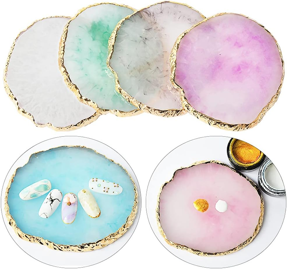 Resin Agate Piece Nail Art Palette Make up Palettes Manicure Painted Palette, Resin Gel Polish Palettes Nail Art Polish Mixing Palette for Nail DIY Design Nail Art Polish Mixing Blending Tools