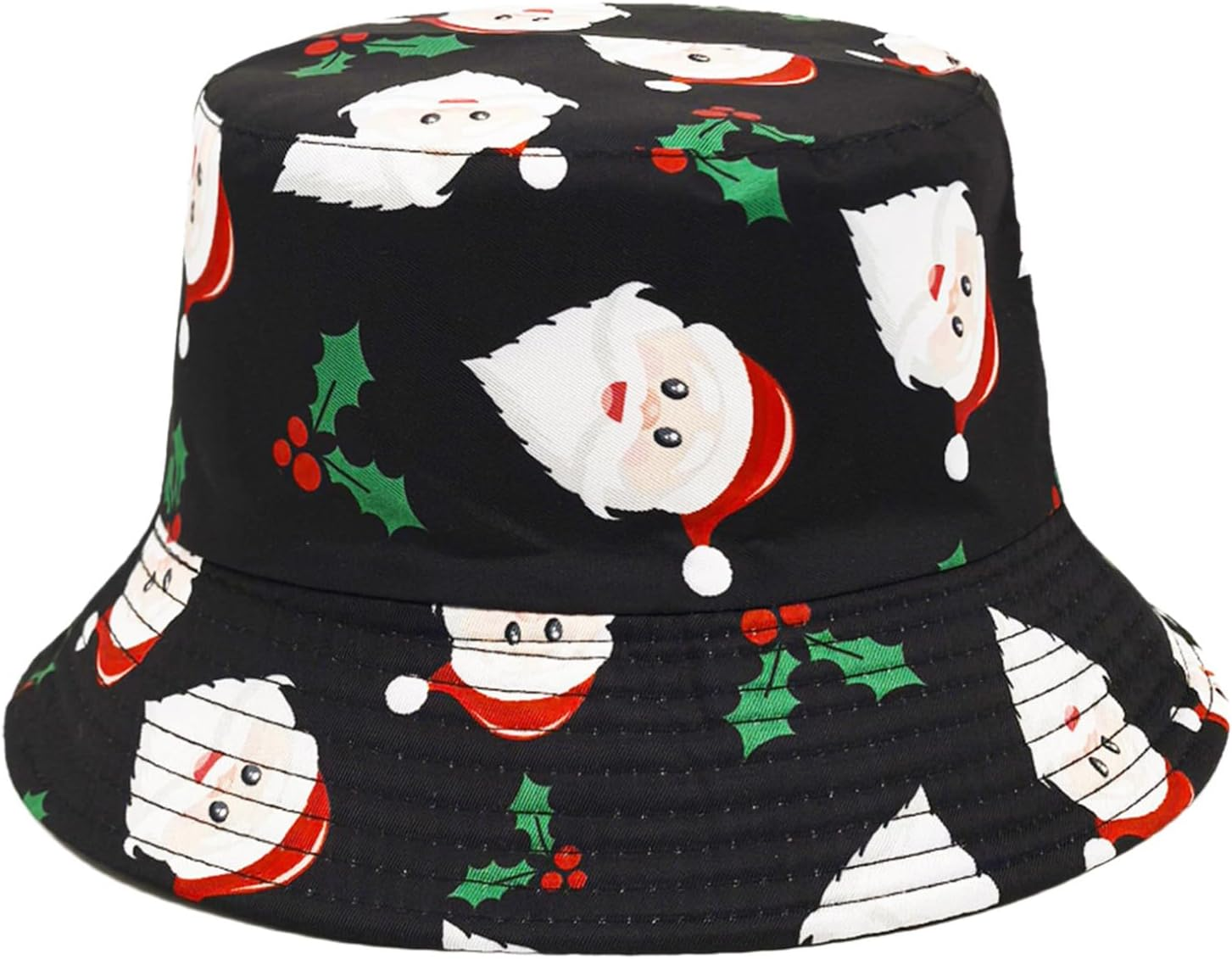 Renvena Christmas Bucket Hat for Women Men Teens Unisex Santa Claus Snowflake Print Fisherman Cap image number 1