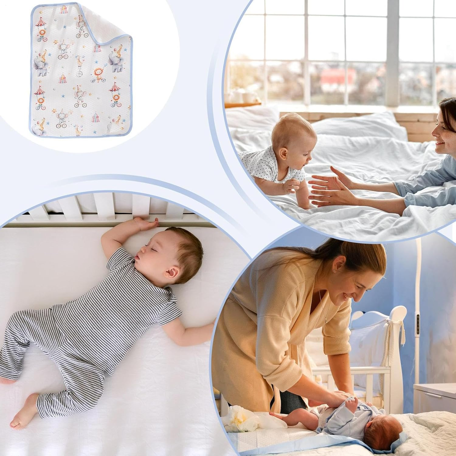 Waterproof Crib Mattress Protector, Crib Mattress Protector, Soft Breathable Bassinet Pee Liner Sheet for Overnight Protection Bedwetting Solution Potty Training Nursery Setup