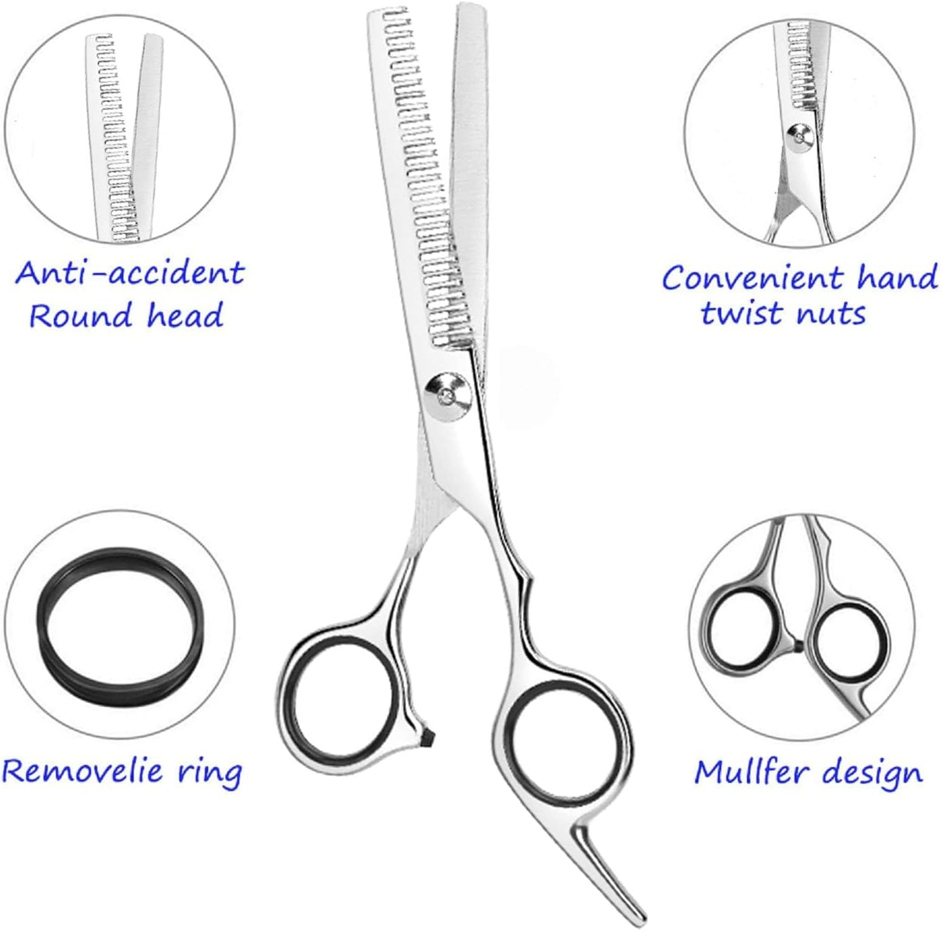 Shengsenfu Professional Thinning Shears - 6.7" Stainless Steel Haircut Scissors, Teeth-Edge Design with Fine Adjustment Screw, for Home, Salon, Barber Use, Salon-Grade Hairdressing Precision Shears image number 5