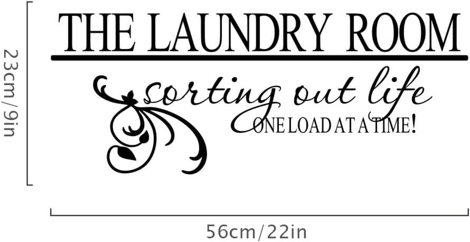 Laundry Room Decals Vinyl Art Lettering Decals for Walls Peel and Stick Laundry Sign Stickers Decor 22&times;9IN