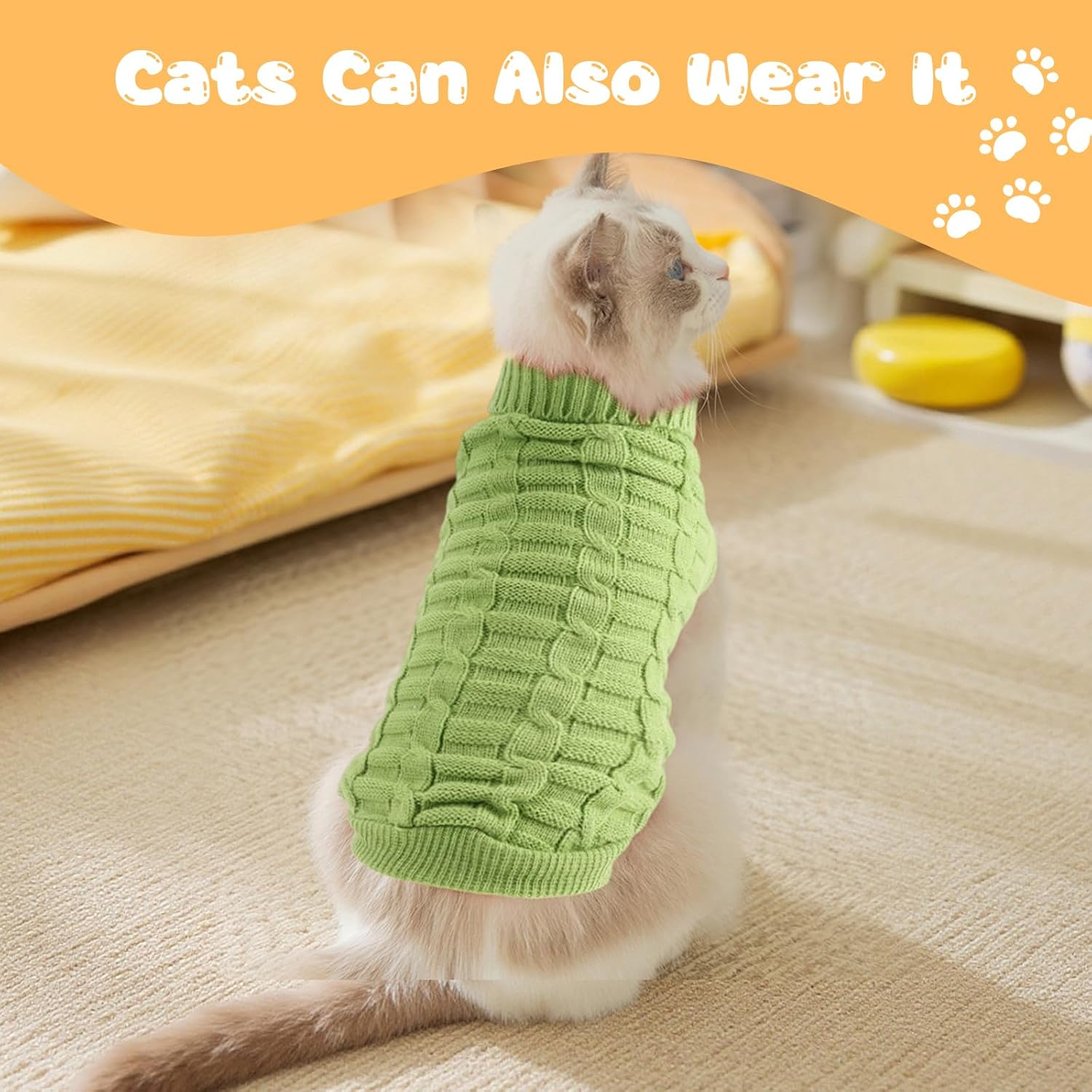 Small Dog Jumper & Sweater - Elastic Warm Knitwear for Pets, Soft Breathable Winter Clothes, Machine Washable Dog Costume Ideal for Chihuahua, Pug, Yorkie & Small Breeds (Green, M) image number 6