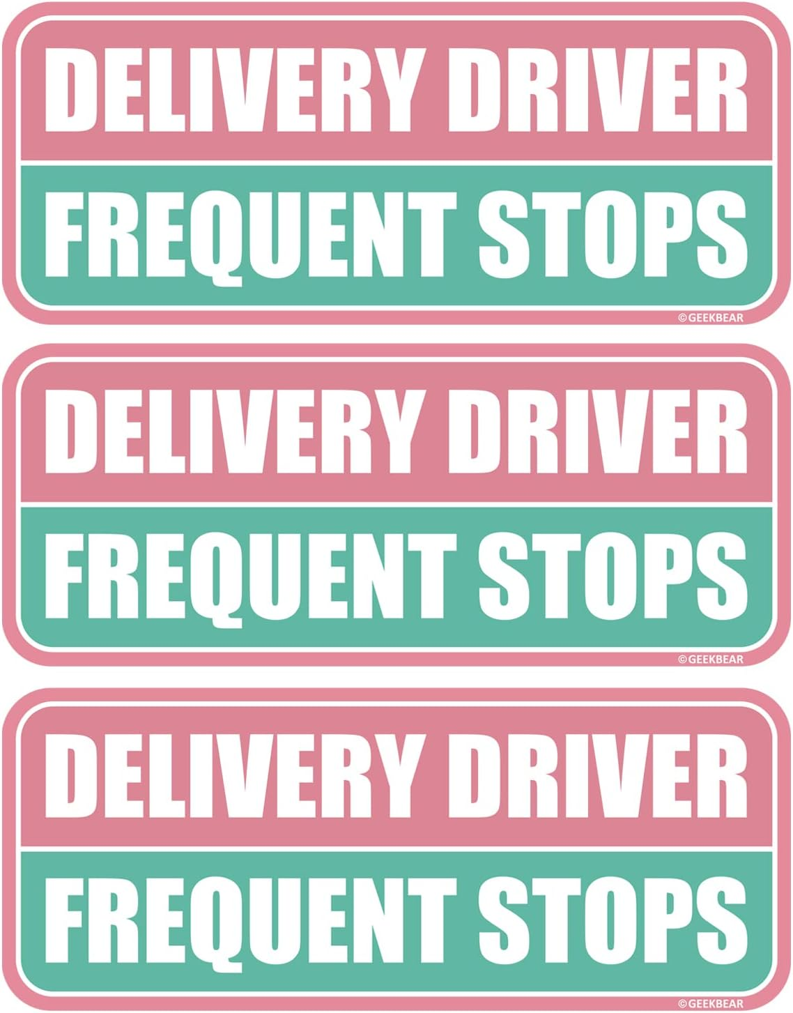 GEEKBEAR Delivery Driver Frequent Stops Car Magnet - Colorful, Reflective, Weather-Resistant - Rectangular 8.7 X 3.5 in (Black/Black)