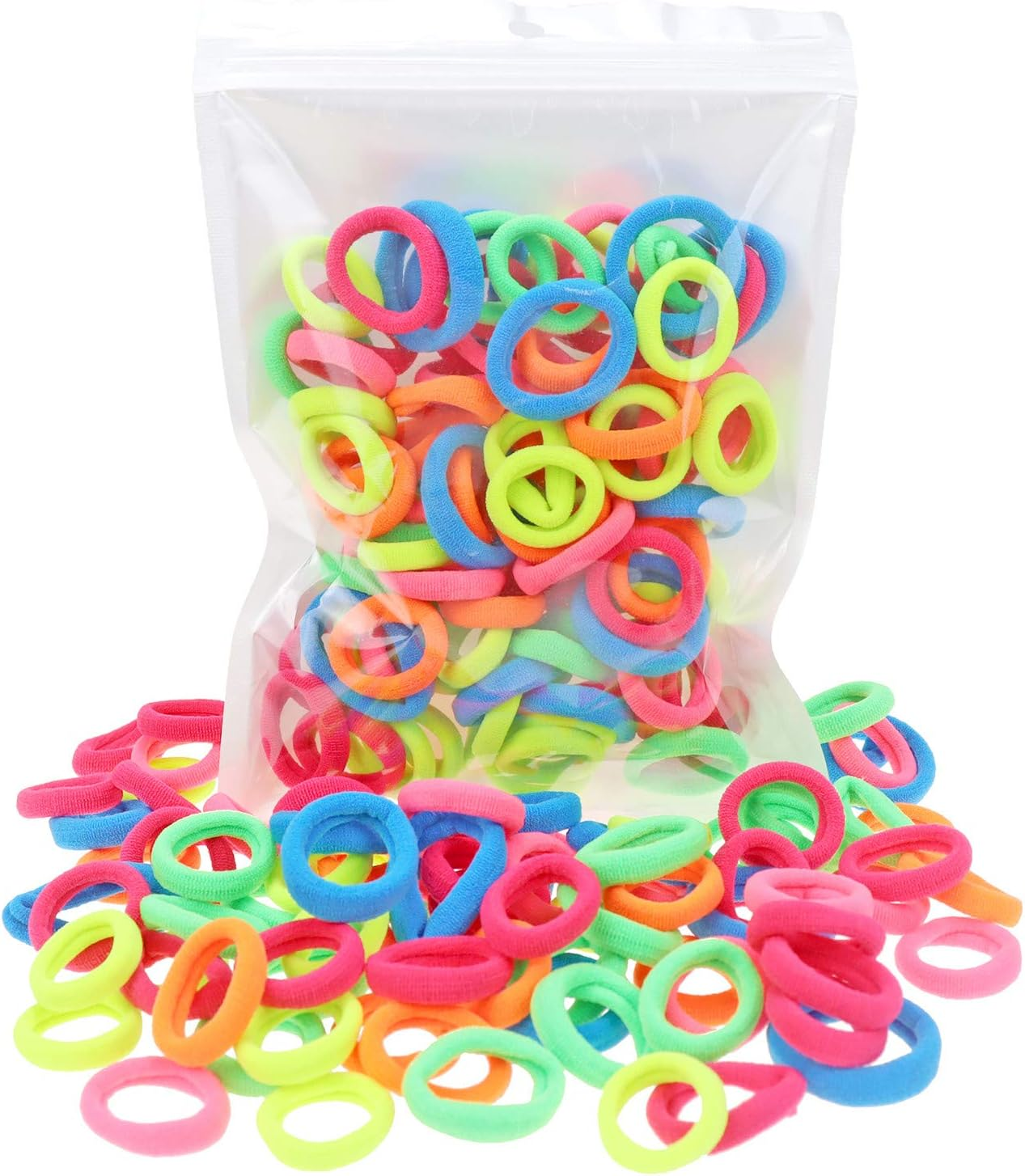 100 Pack Black Color Nylon Small Hair Ties Seamless Colorful Ponytail Holder Toddlers Baby Girls' Hair Elastics