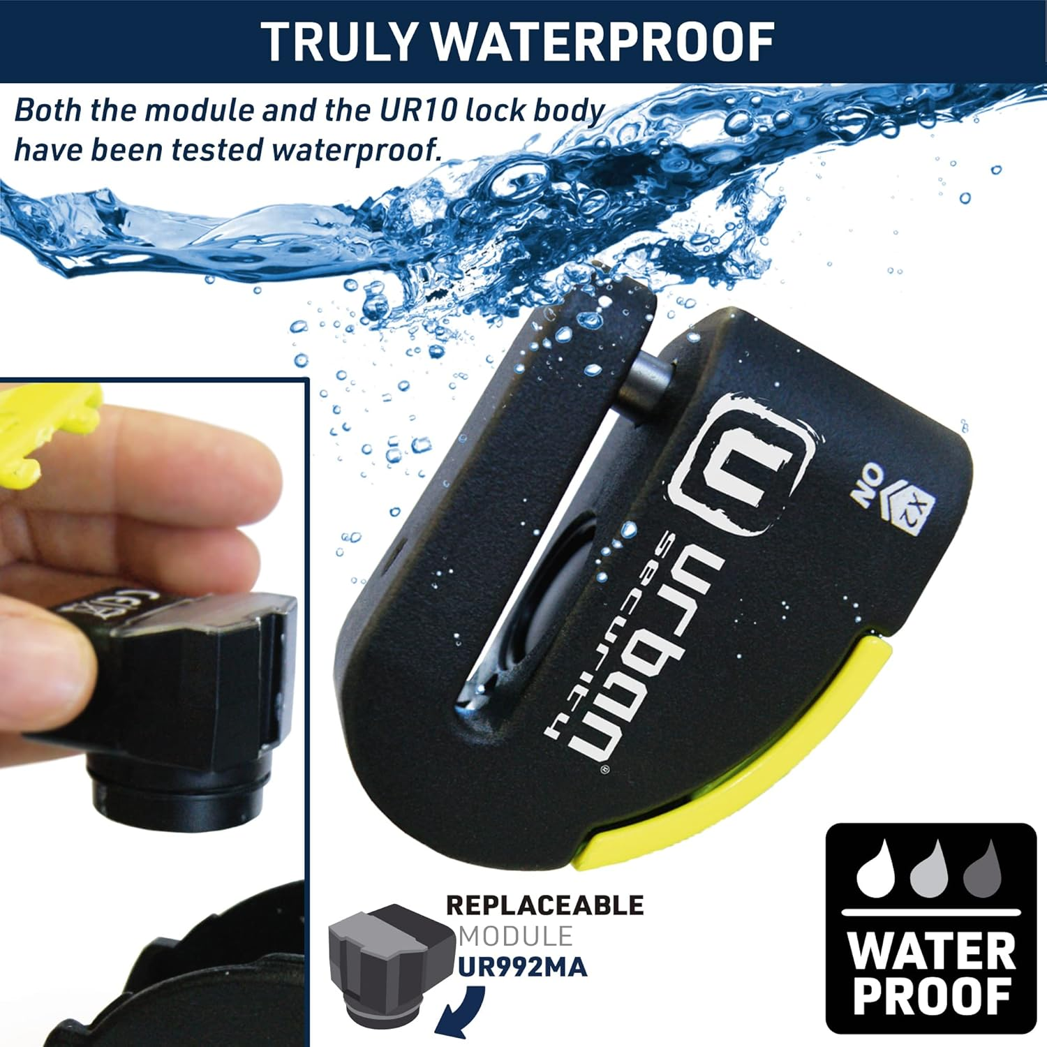 Urban UR10 Hi-Tech Disc Lock with or without Alarm X2 ON, Approved SRA, Warning LED, A+ Sensitivity, &Oslash;10 Double Lock Anti-Saw Security, Heavy Duty anti Theft Wheel Brake Lock for Motorcycle, Scooter image number 4