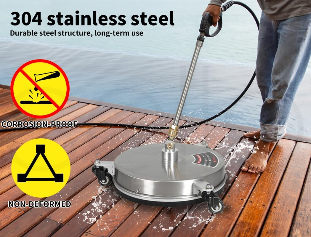 Traderight Pressure Washer Surface Cleaner with 3 Wheels Stainless 27600 Kpa Concrete Floor Washing Machine image number 6