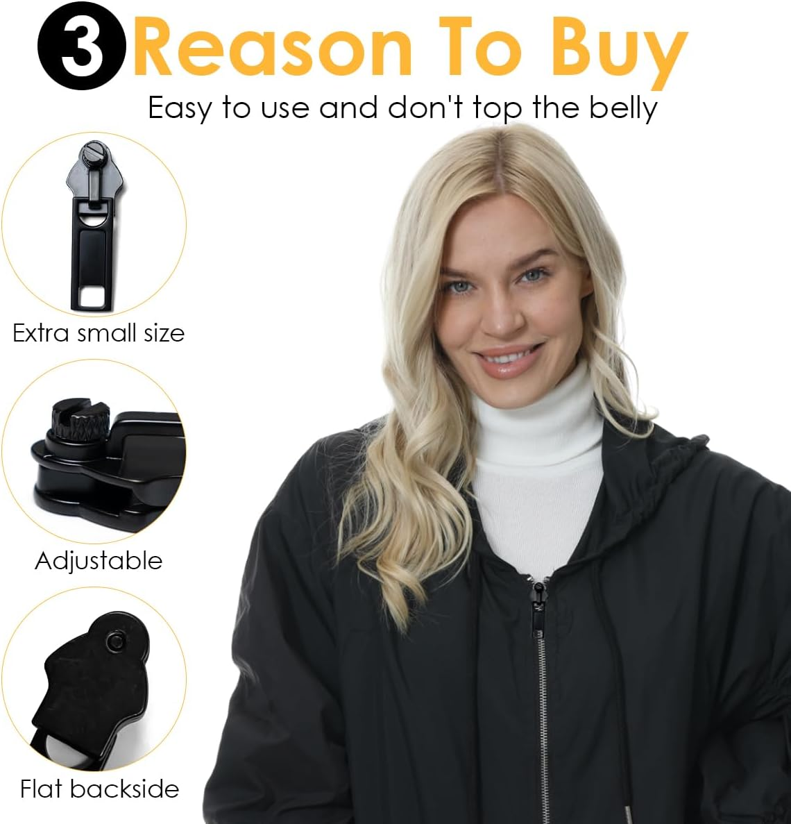 Universal Zipper Repair Kit for Jackets, Luggage, Bags,Backpack Self-Assembly, Zipper Replacement Repair Kit for #5 Zippers (Black,3Pcs) image number 2