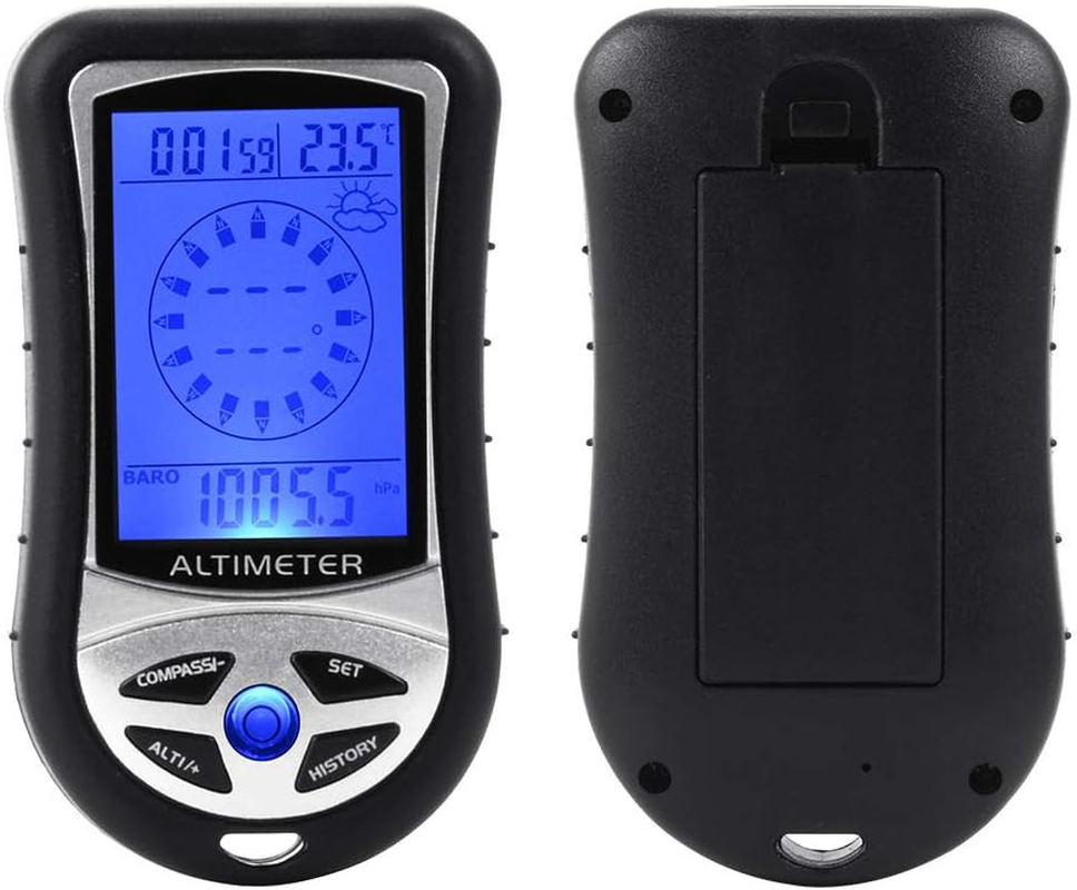 8-In-1 Multifunctional Electronic Altimeter Barometer LCD Digital Compass Thermometer Portable Handheld Height Gauge Weather Forecast Barometric Pressure Tester Air Gauge image number 3