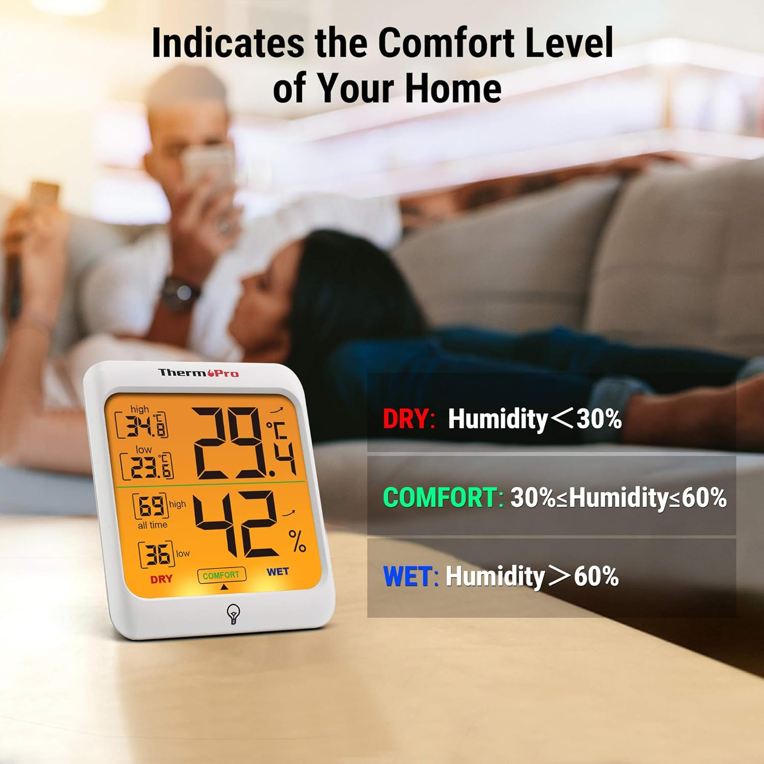 Digital Indoor Room Thermometer Hygrometer Temperature Humidity Sensor Backlight Weather Station for Home image number 2