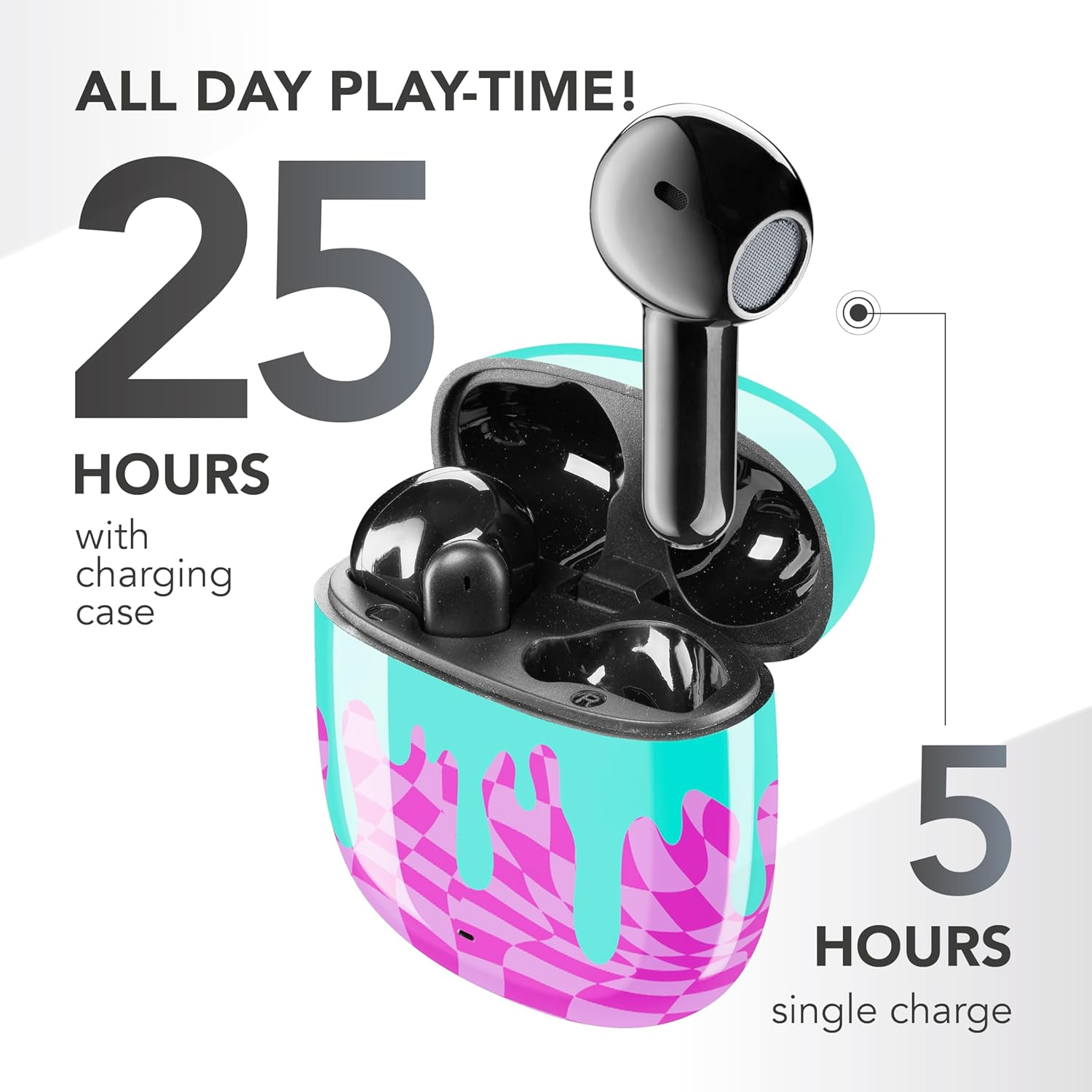 Music Sound - TWS Fantasy Bluetooth Headphones - Capsule Design - Wireless - Charging Case - Microphone - Playback Time up to 25 Hours - and Patterns