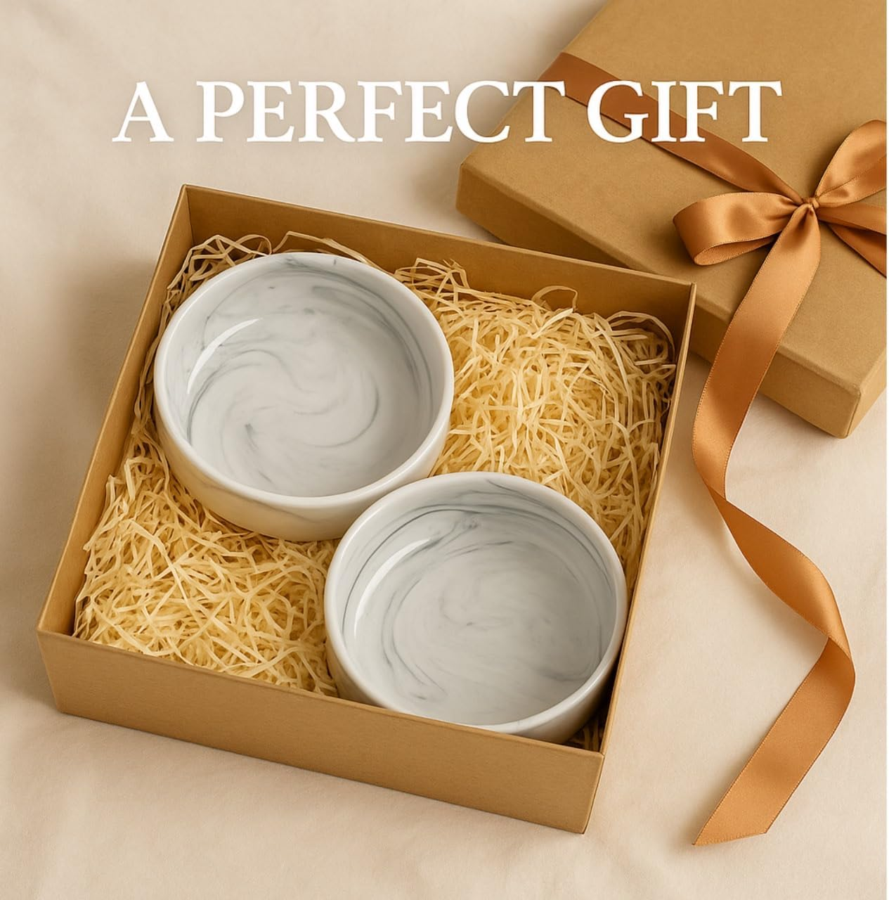 The Modern Nest-Marble Grey Bowl Set - Perfect for Soup, Salad, Ramen & Fruit | 2-Piece Ceramic Stoneware Bowl Set image number 5